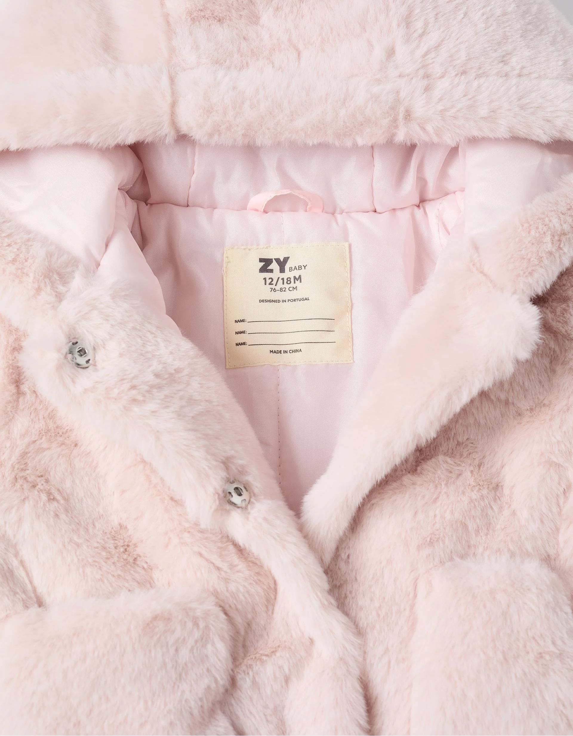 Hooded Fleece Jacket for Baby Girls, Light Pink - Image 3