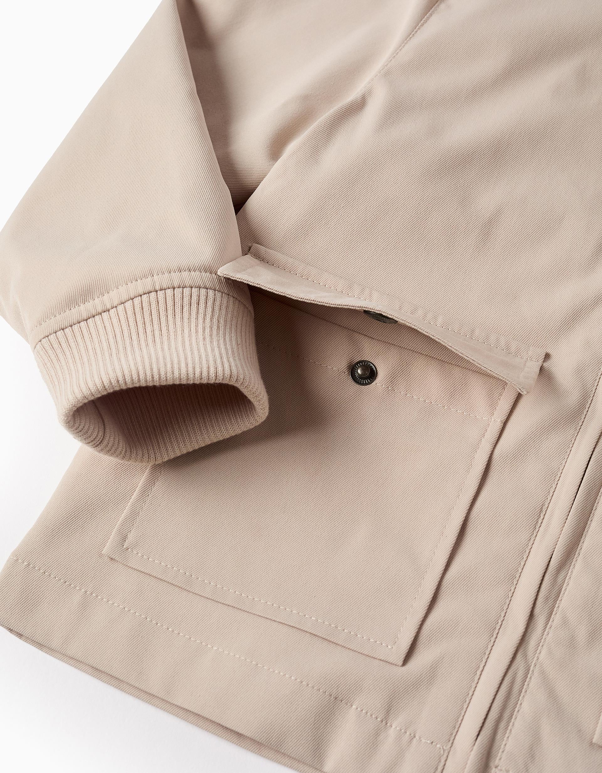 Hooded Jacket with Removable Hood for Boys, Beige - Image 7