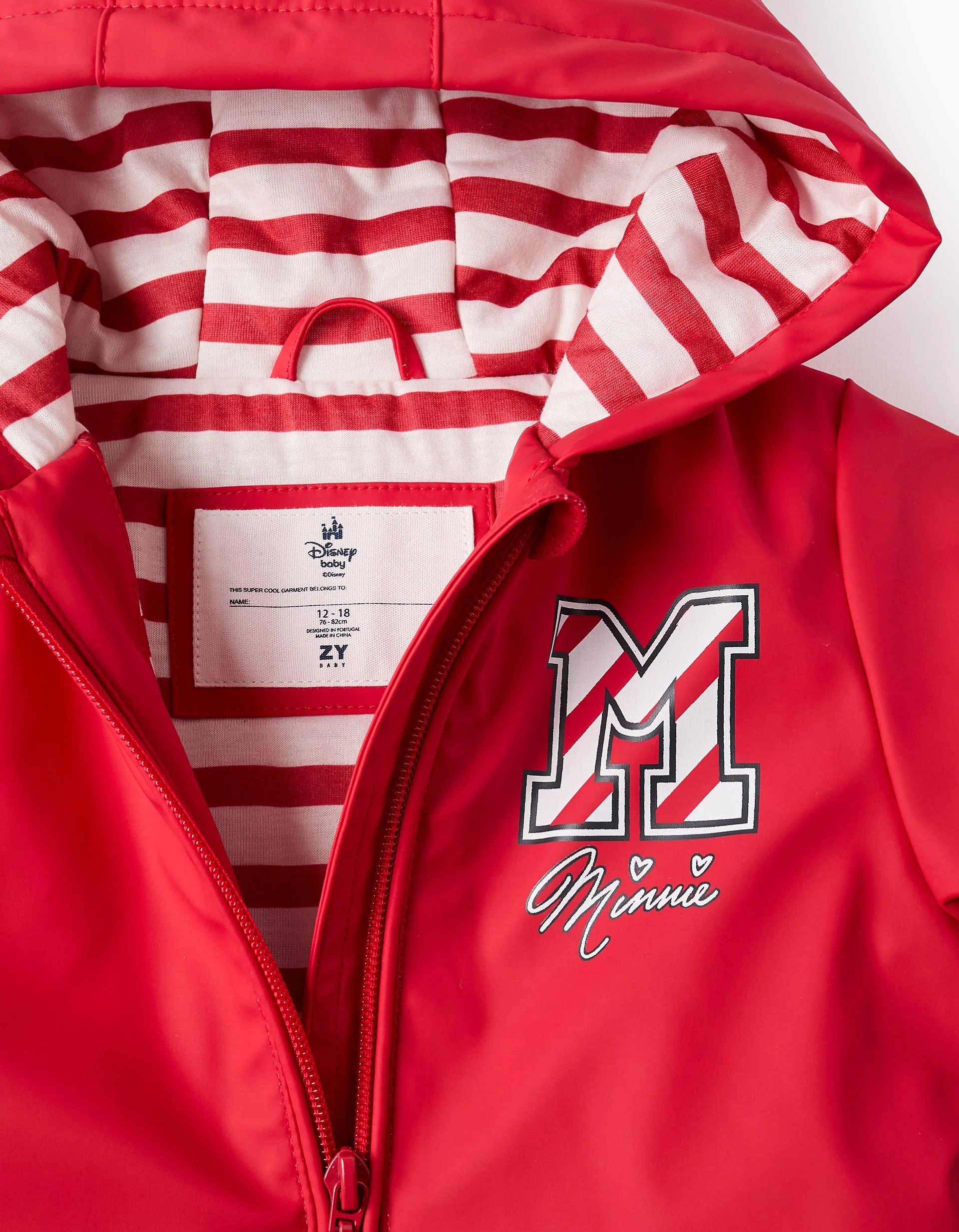 Hooded Rubber Parka for Baby Girls 'Minnie', Red - Image 3