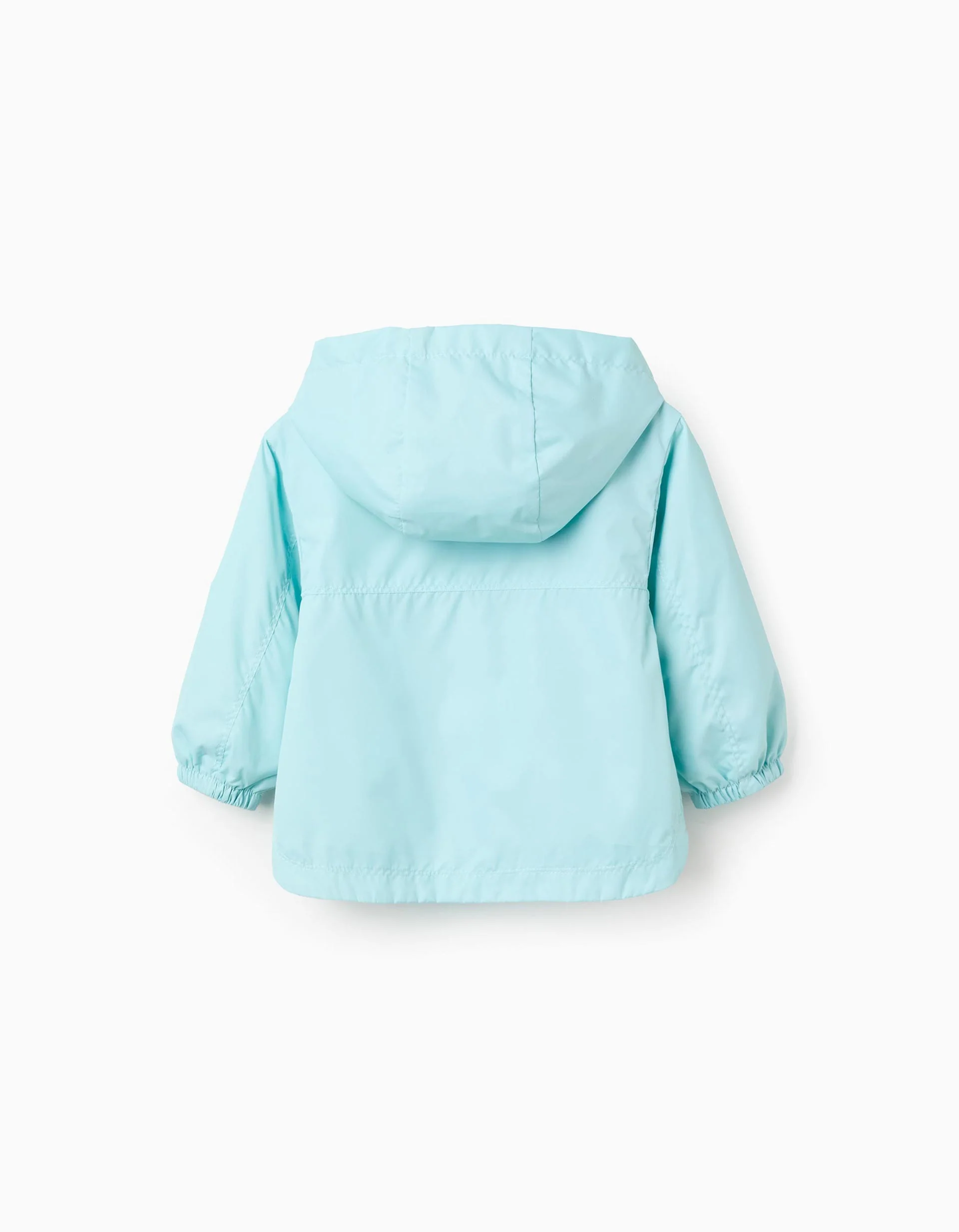 Hooded windbreaker with lining for baby girls, turquoise blue - Image 2
