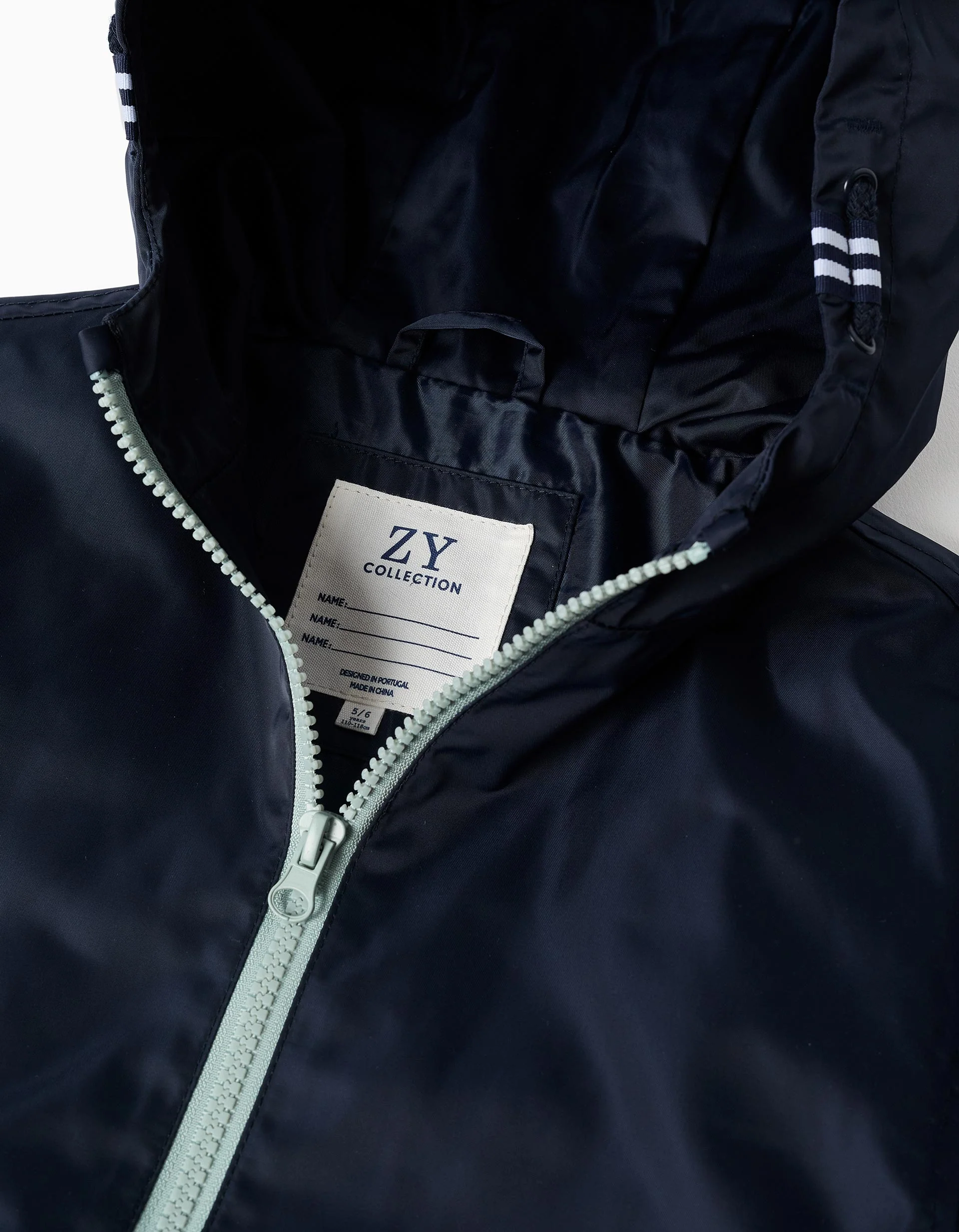 Hooded windbreaker with pockets for boys, dark blue/green - Image 3
