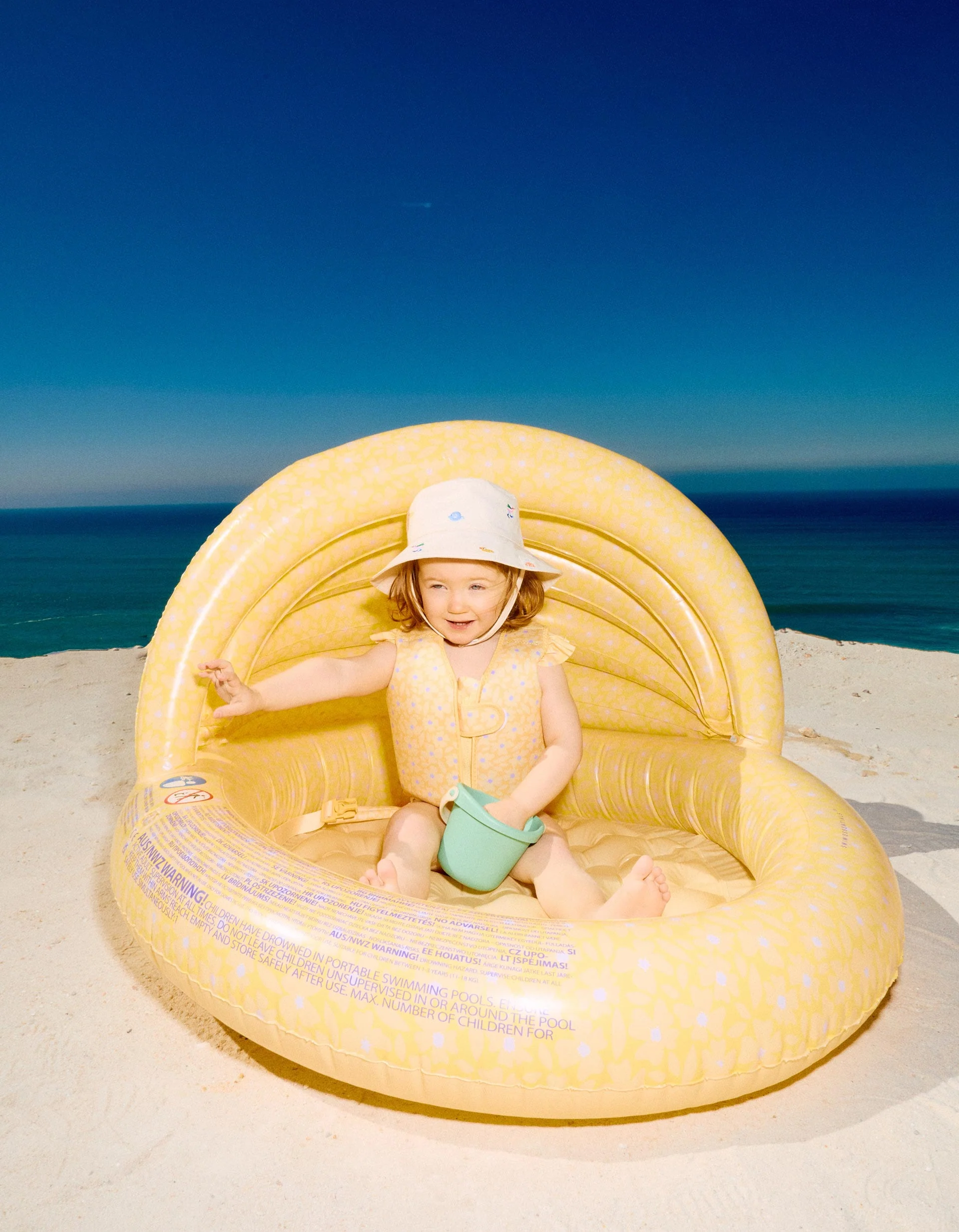 Inflatable Pool&Canopy 100cm Swim Essentials Yellow Flowers 1A+ - Image 2