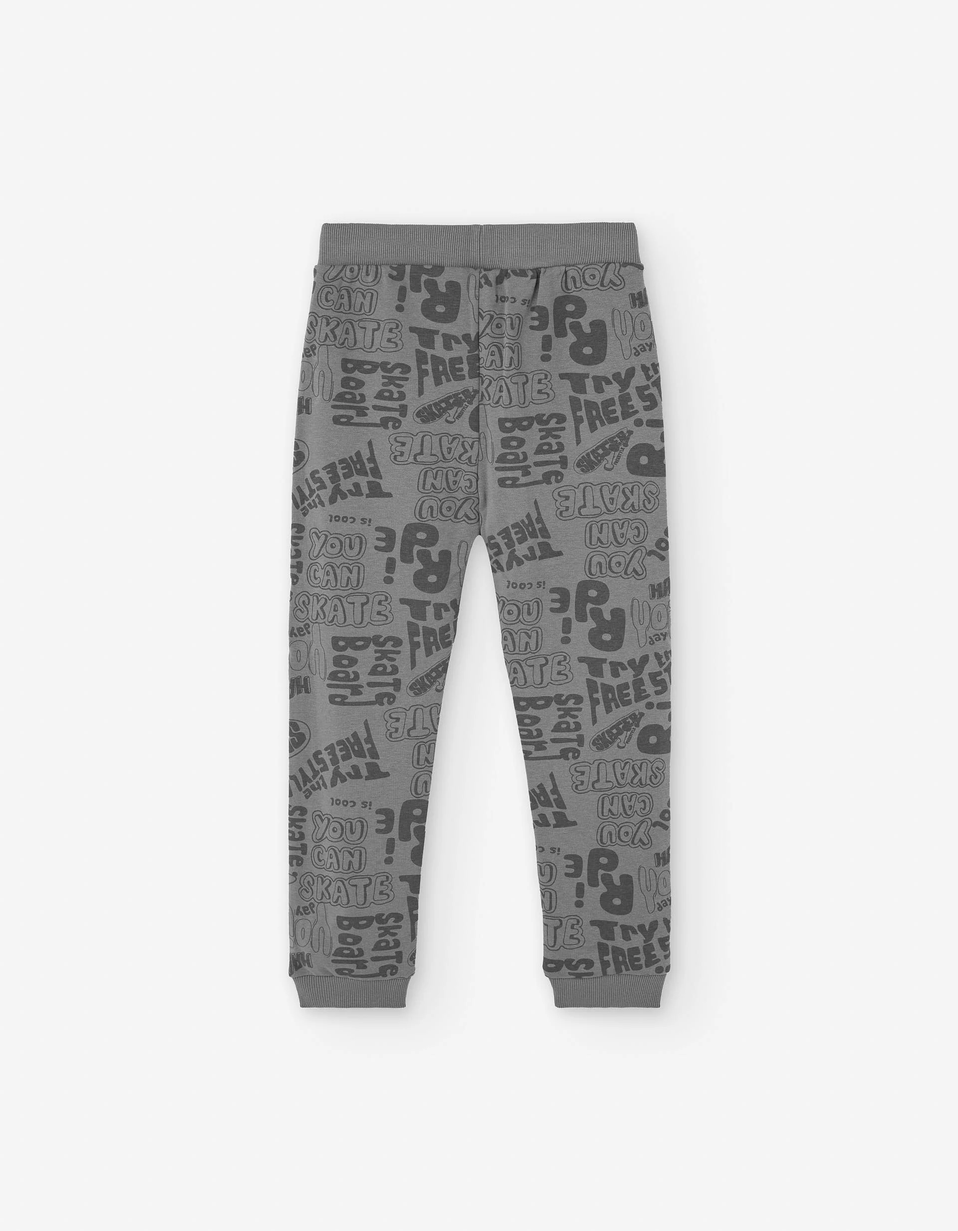 Joggers with a skate motif for boys, grey - Image 2