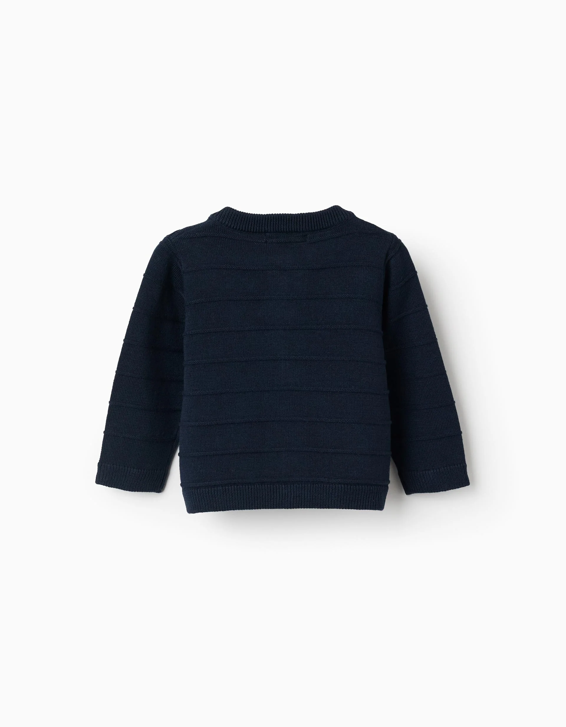 Knitted jacket with embossed lines for newborn boys, dark blue - Image 2