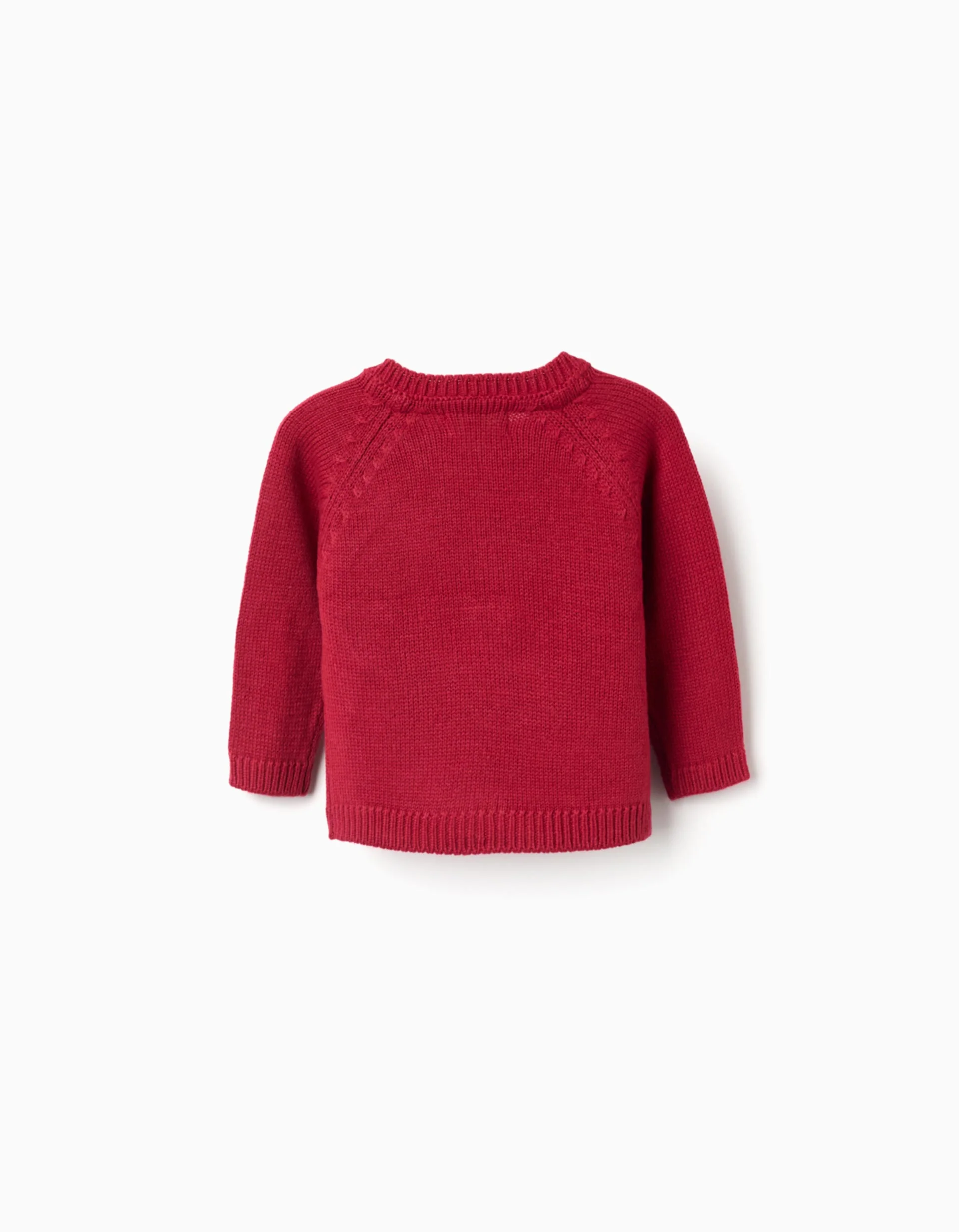 Knitted jumper with jacquard reindeer for newborn boys, red - Image 2