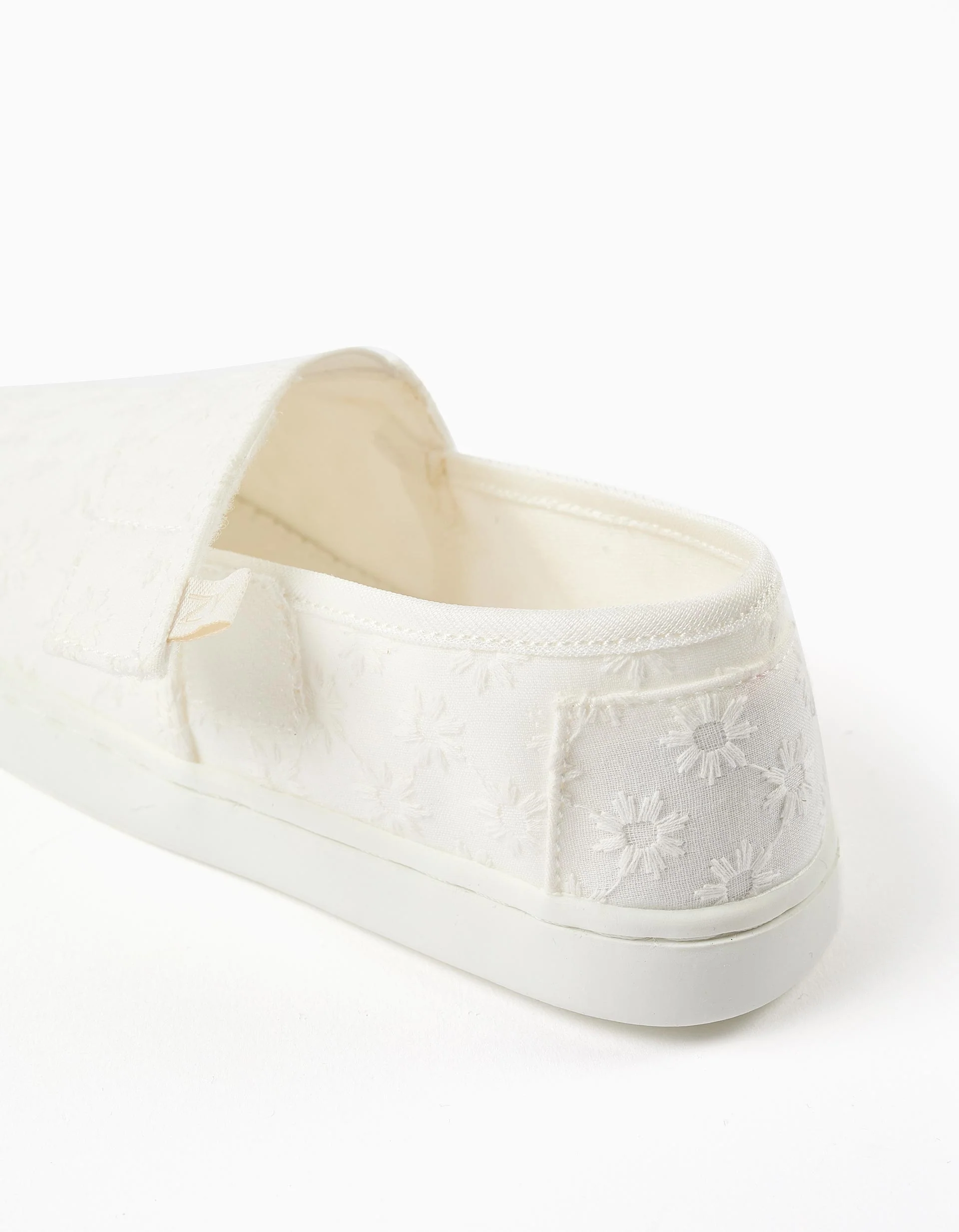 Linen espadrilles with floral embroidery for girls, white - Image 4