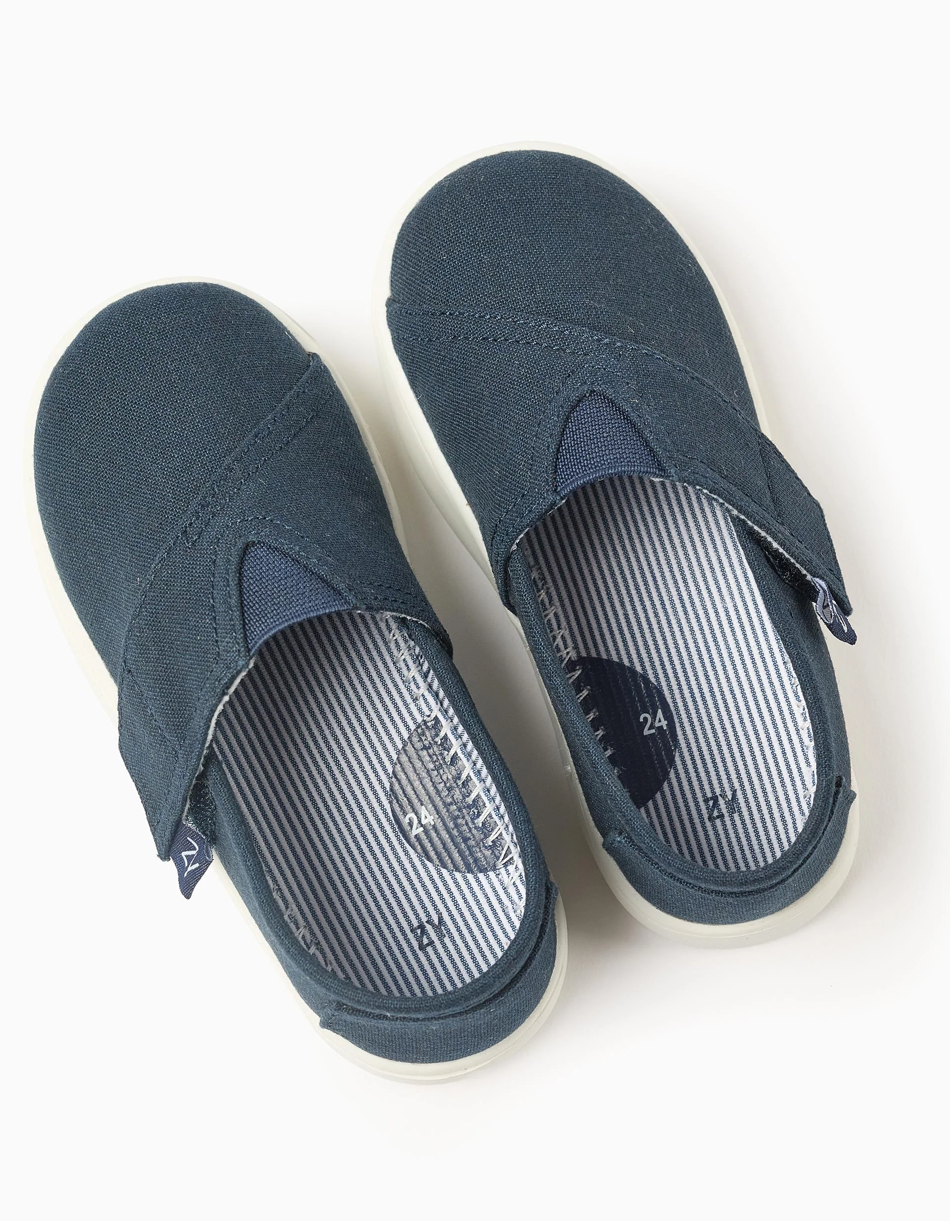 Linen espadrilles with touch-fastener for baby boys, dark blue - Image 3
