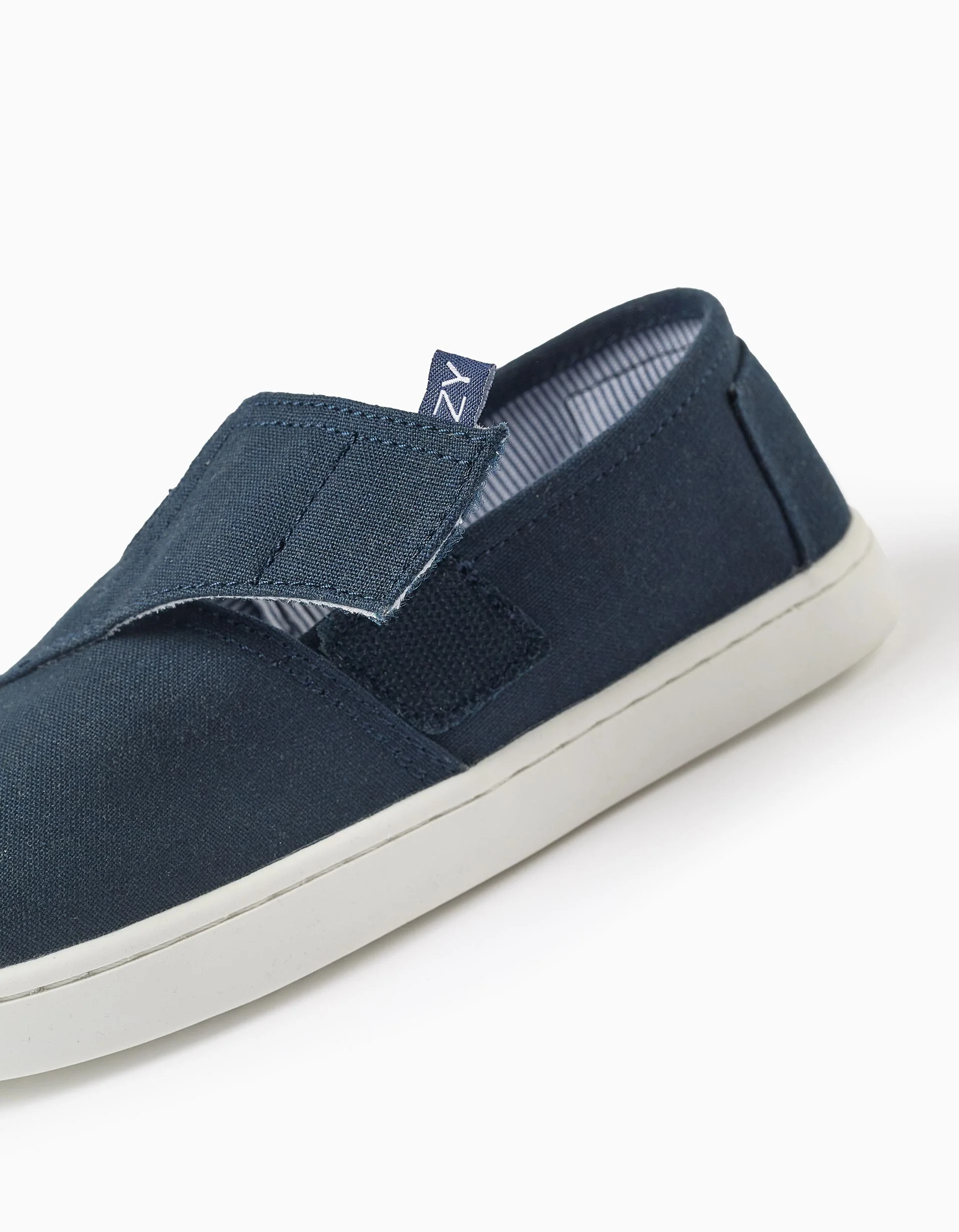 Linen espadrilles with touch-fastener for boys, dark blue - Image 6