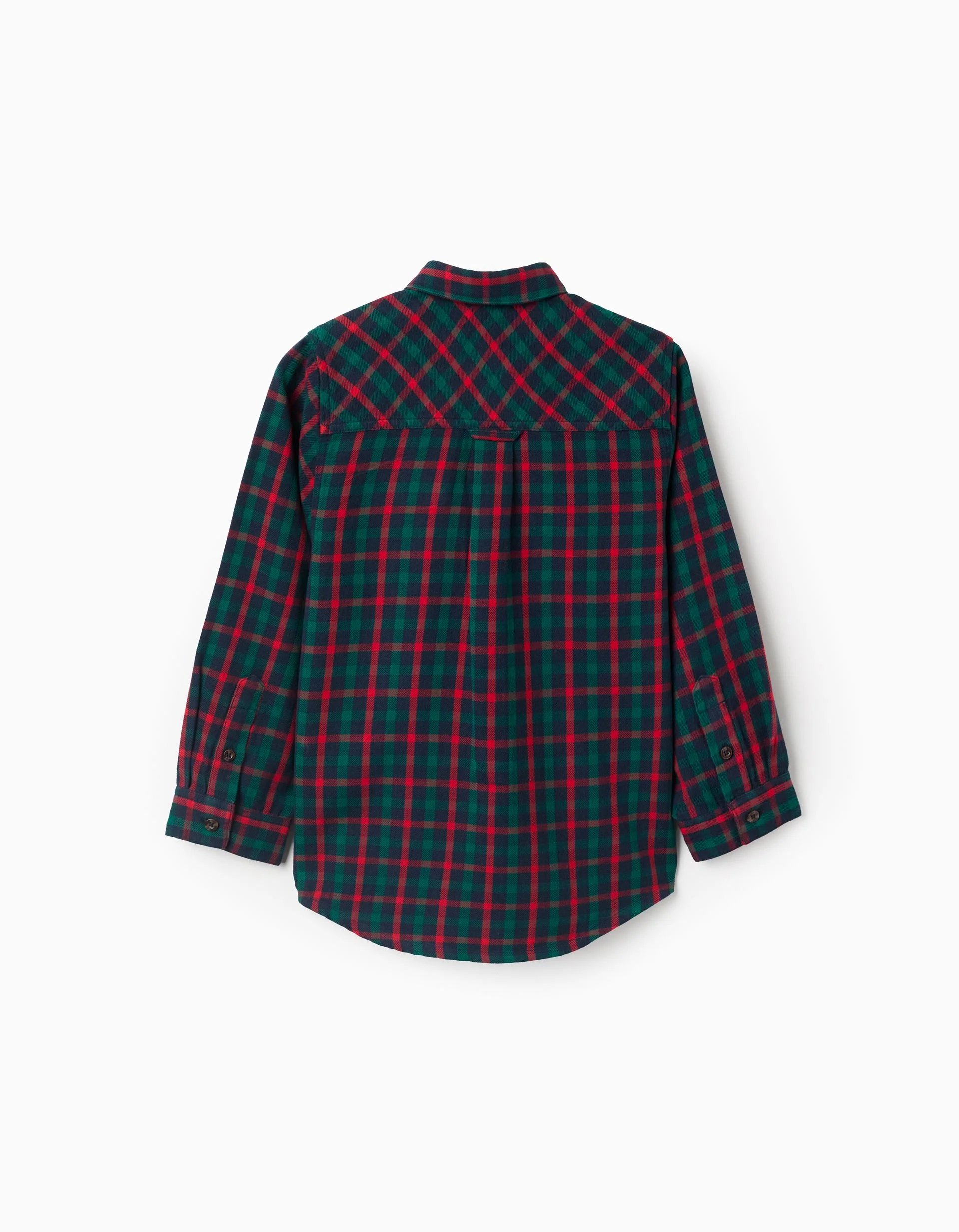 Long-sleeve checked cotton shirt You&Me for boys, green/blue/red - Image 2