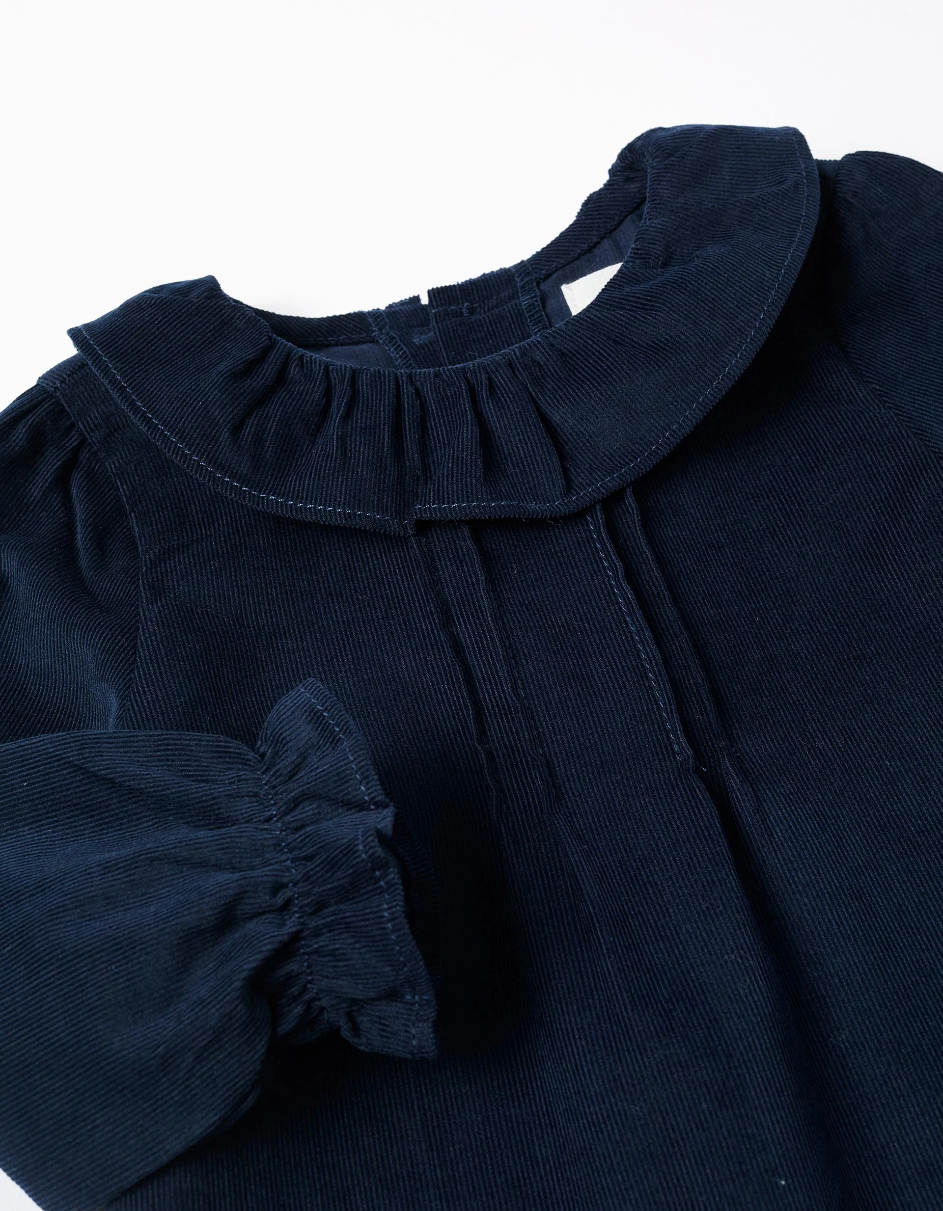 Long sleeve corduroy blouse with ruffles B&S for baby girls, dark blue - Image 4