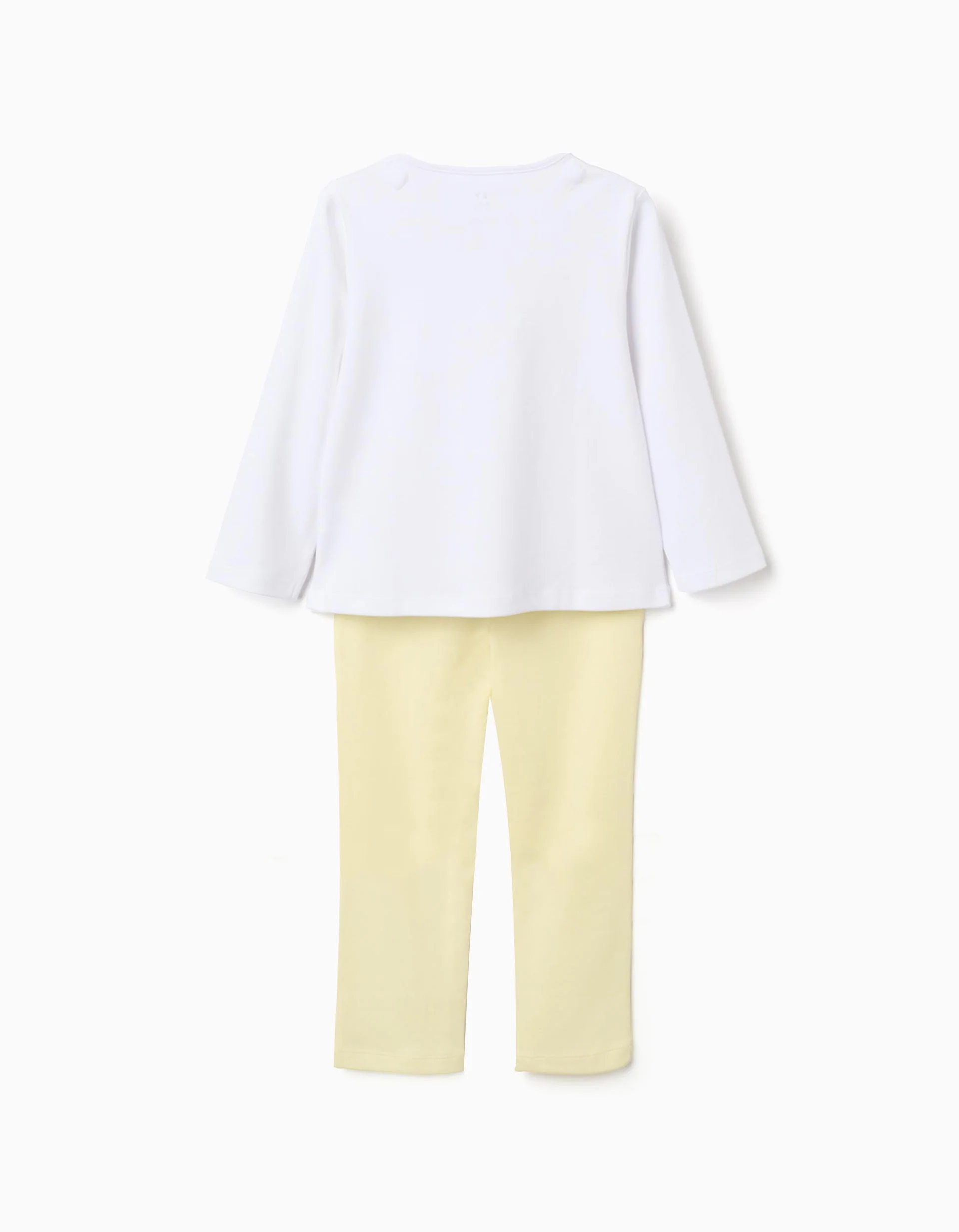 Long sleeve cotton pyjamas with removable cape for girls, white/yellow - Image 2