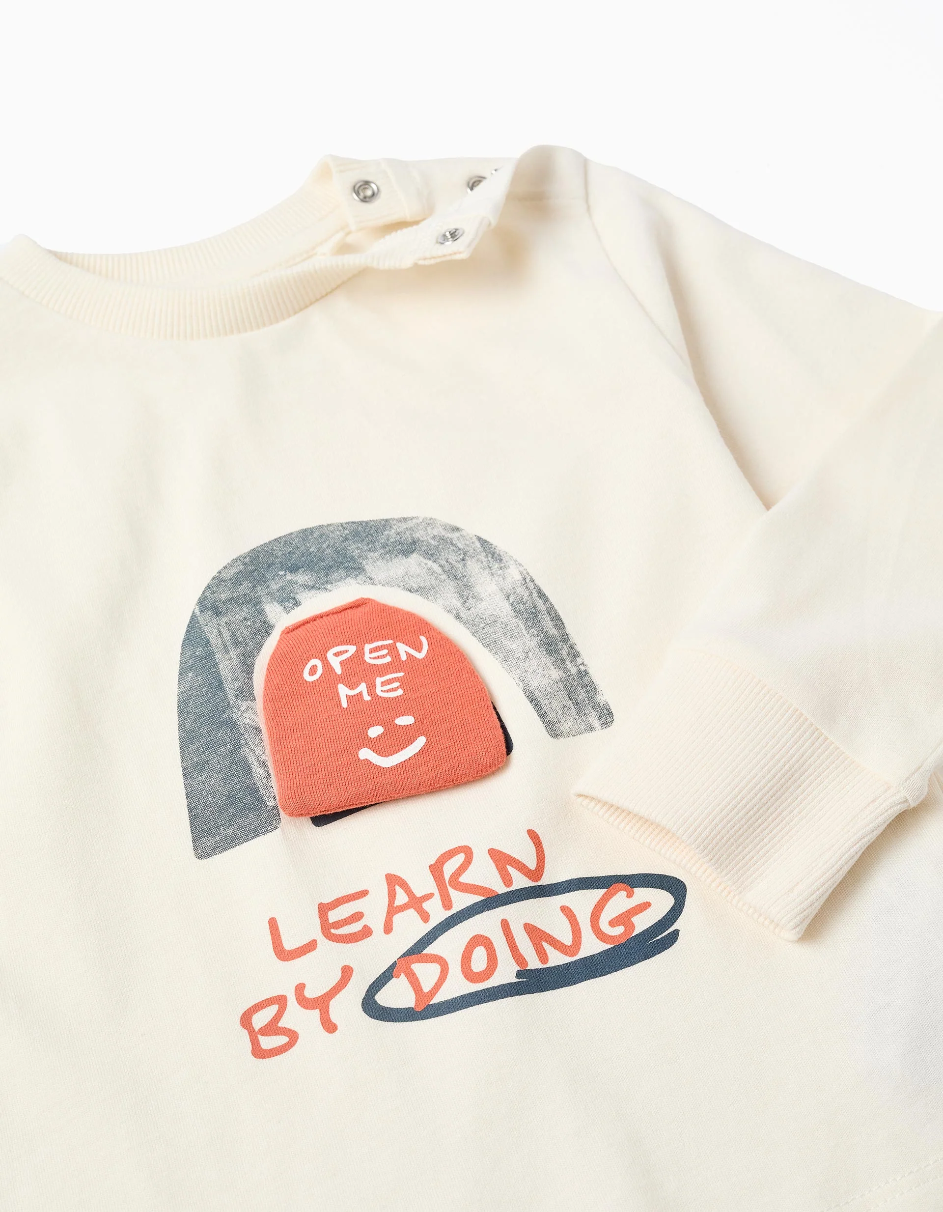 Long sleeve cotton T-shirt with fox print for baby boys, white - Image 4