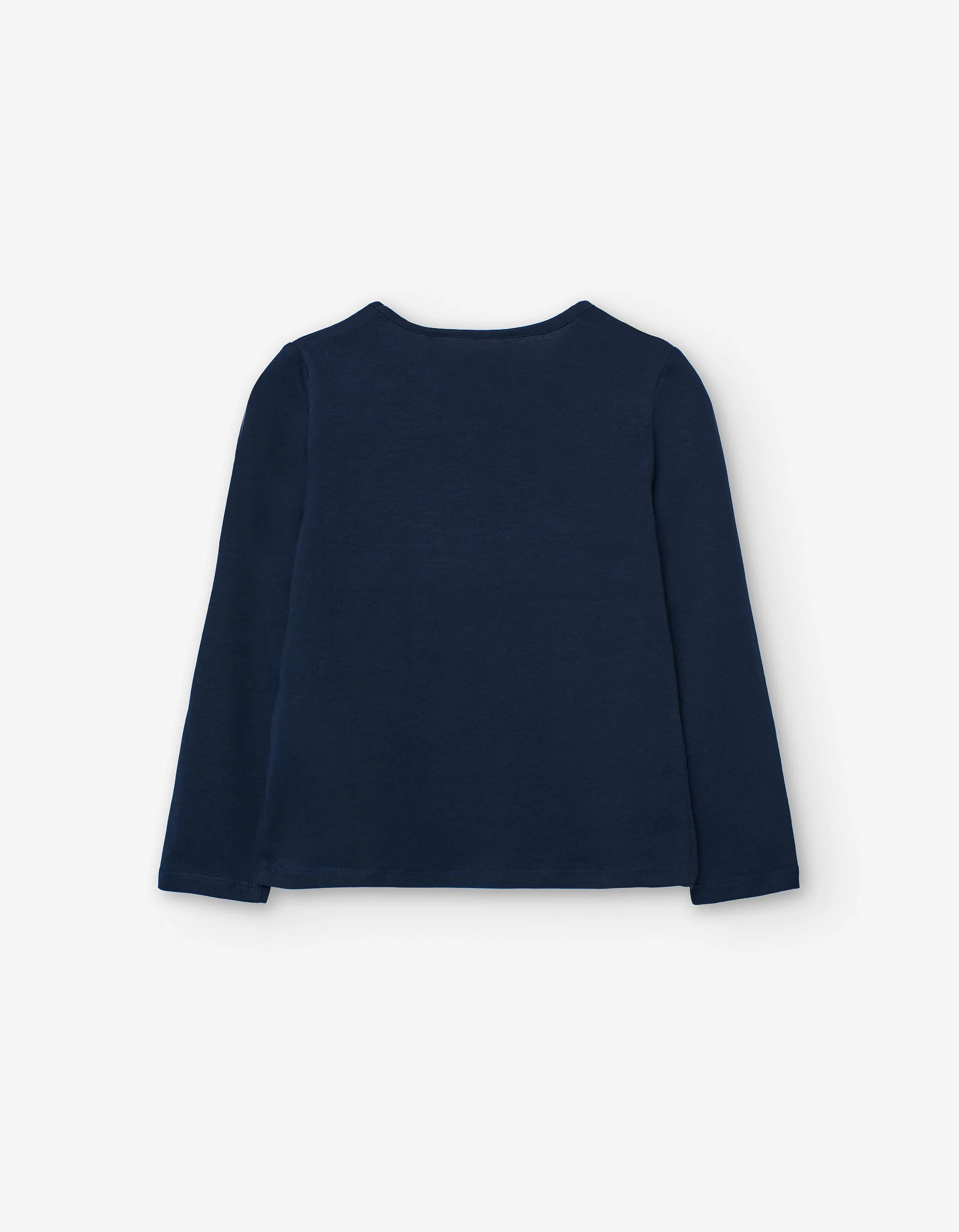 Long sleeve cotton T-shirt with heart appliqué for girls, blue/pink - Image 2