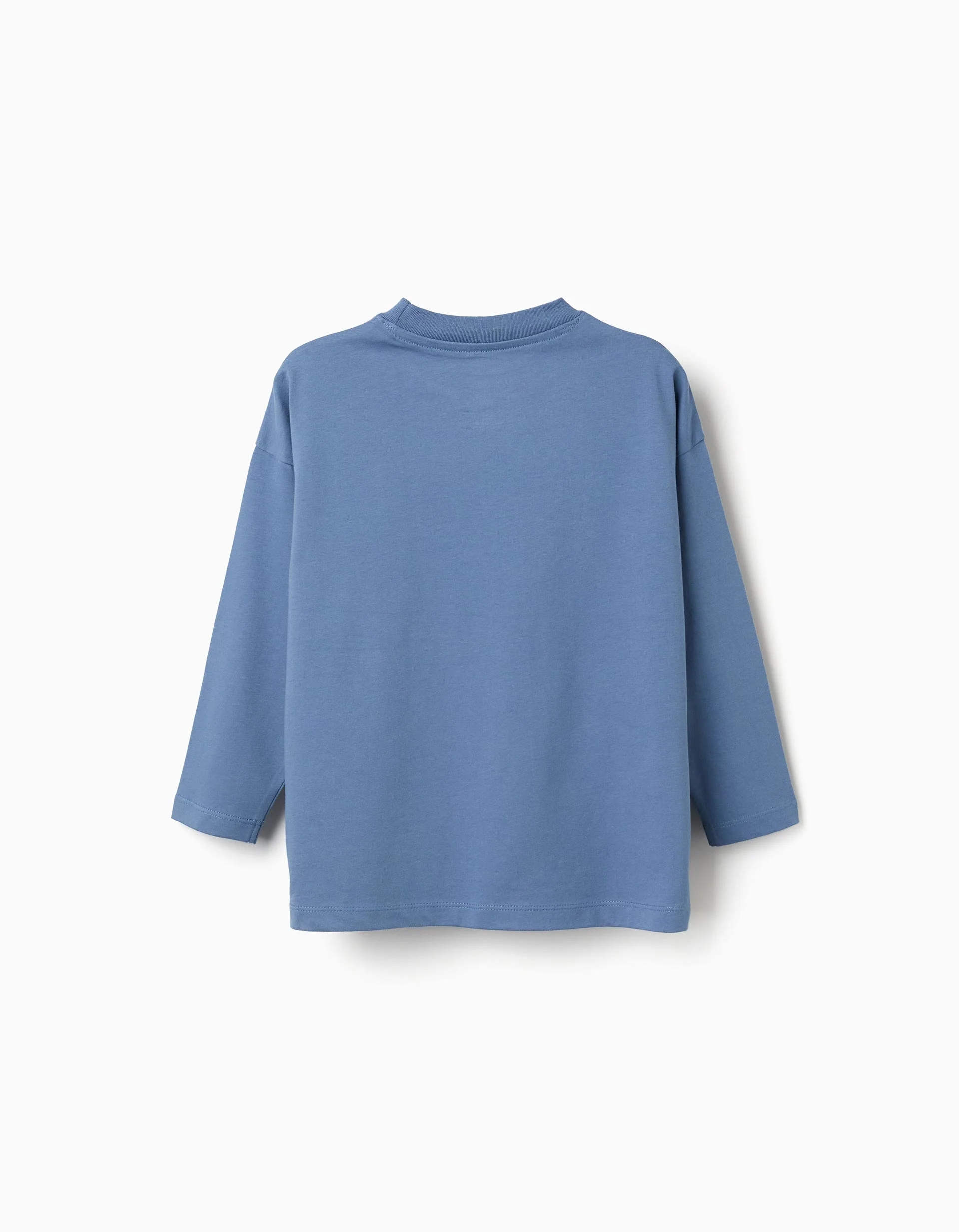 Long sleeve cotton T-shirt with Minecraft front print for boys, blue - Image 2