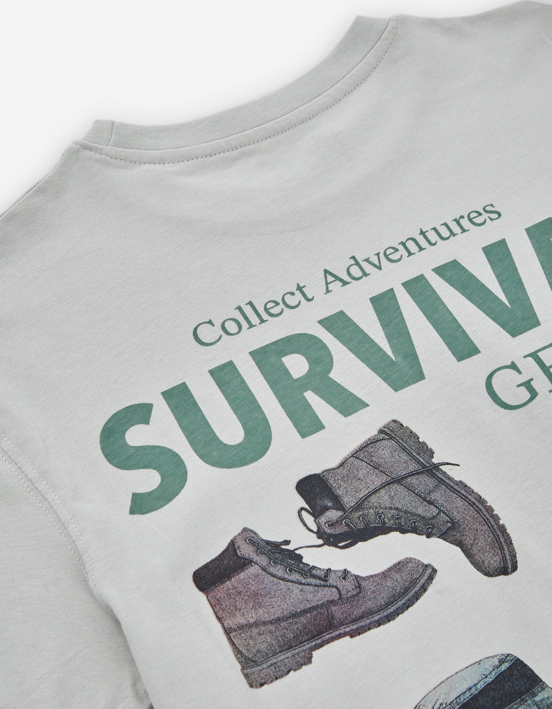 Long sleeve cotton T-shirt with Survival print for boys, light grey - Image 3