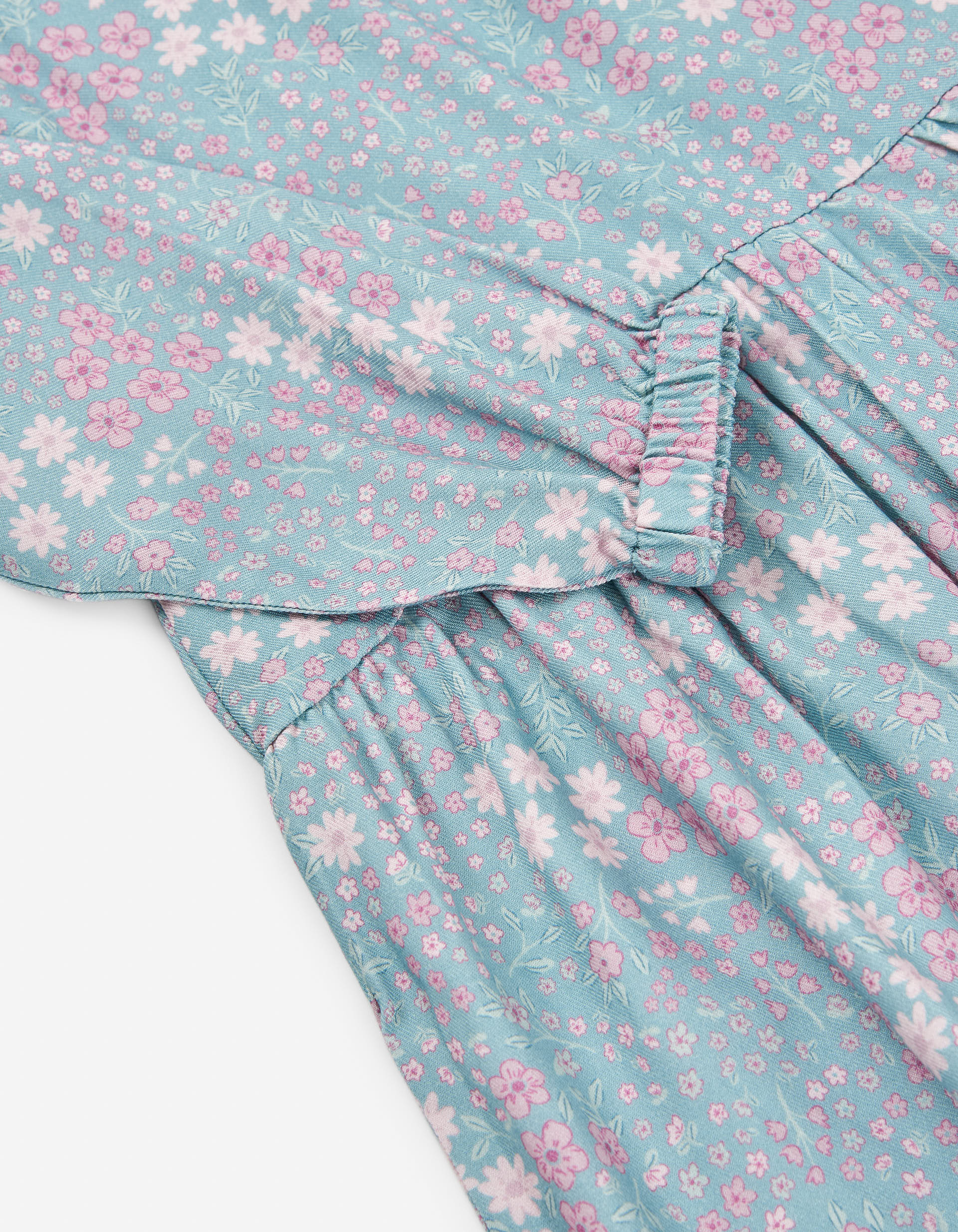 Long sleeve dress with floral pattern for girls, blue/pink - Image 3