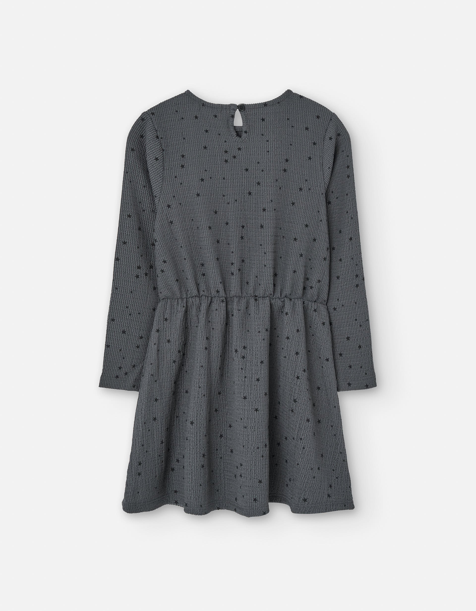Long sleeve dress with star pattern for girls, dark grey - Image 2