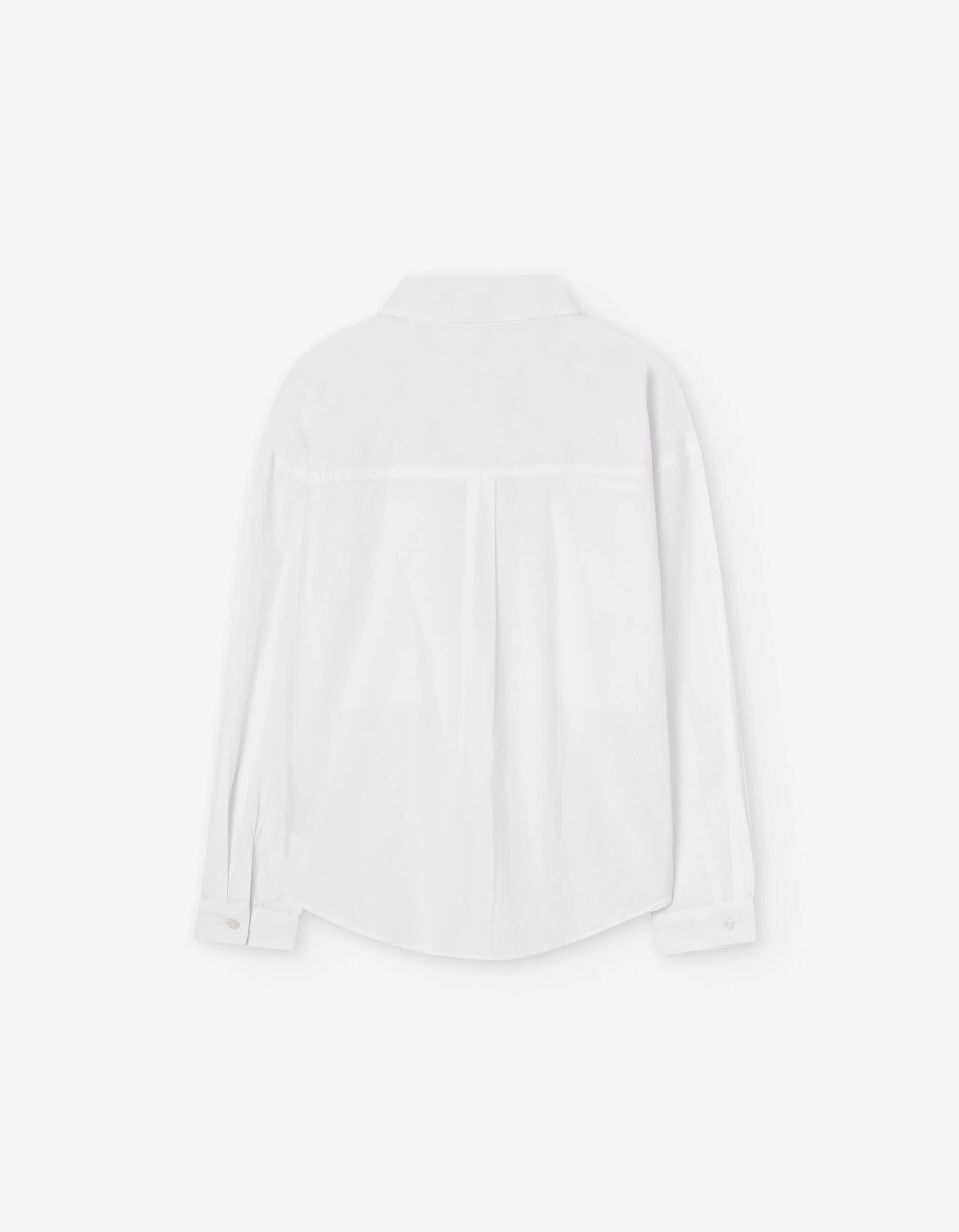 Long sleeve poplin shirt with front pockets for girls, white - Image 2
