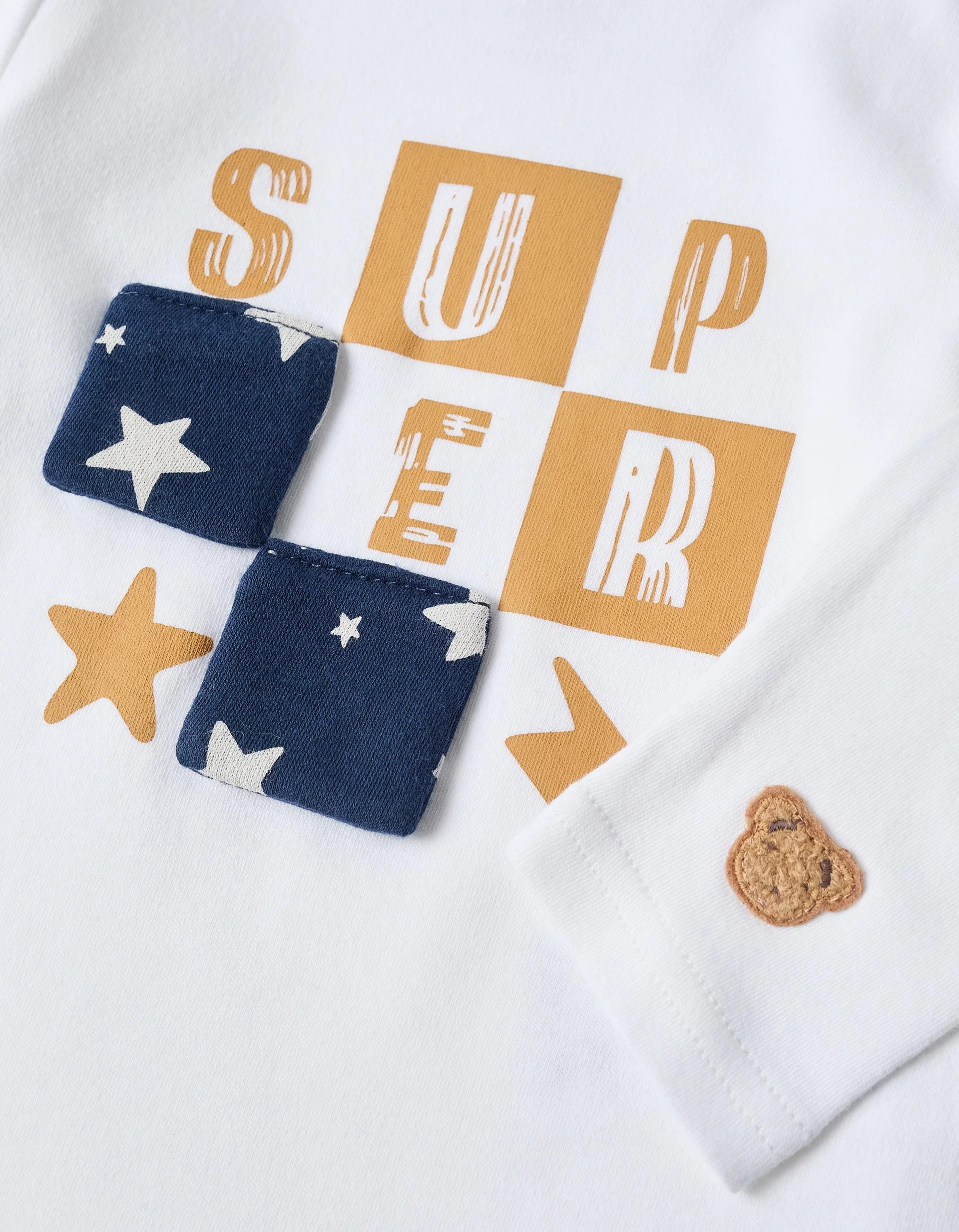Long sleeve pyjamas with star motif for baby boys, white/blue - Image 5