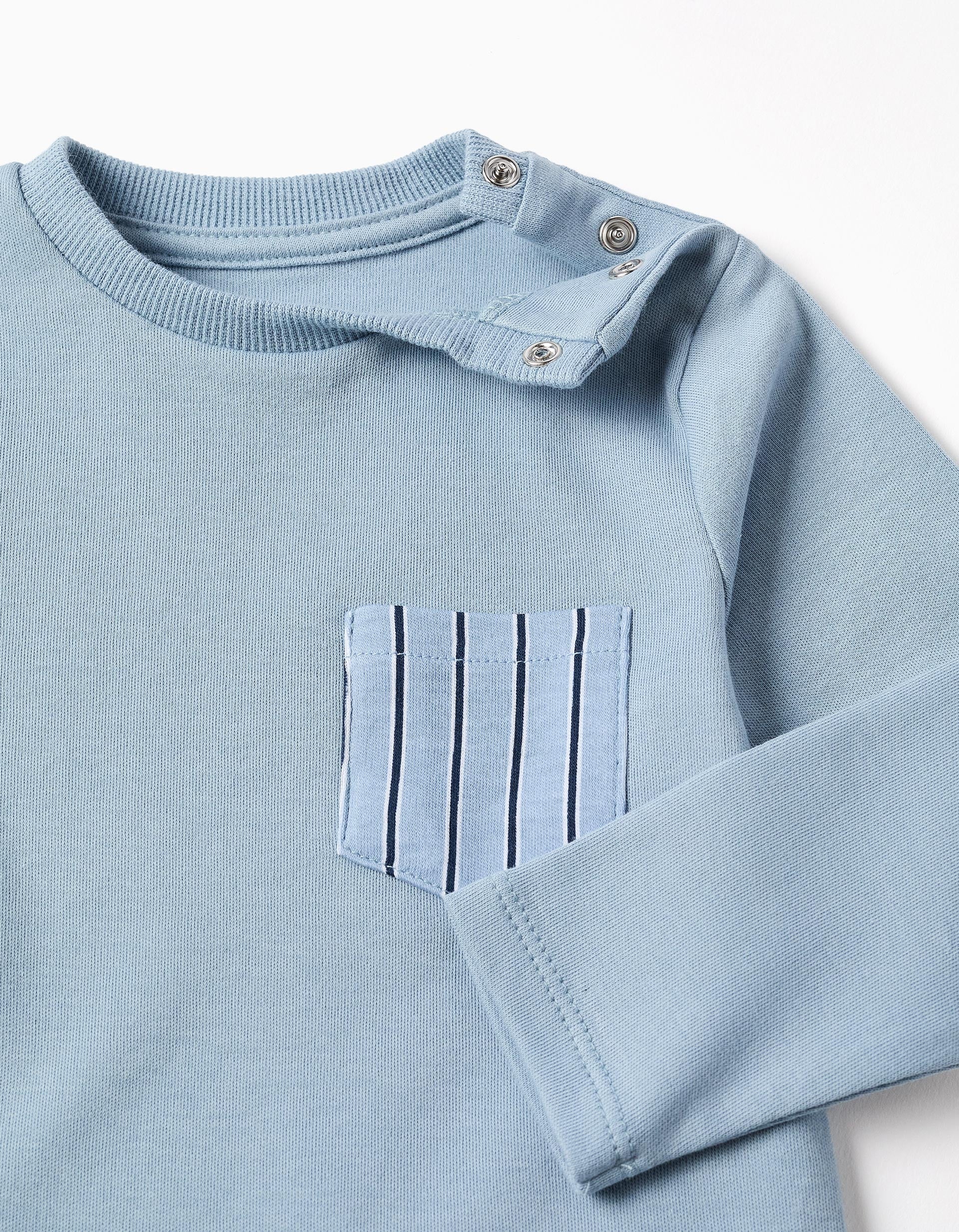 Long sleeve pyjamas with stripes for newborn and baby boys, blue/white - Image 3