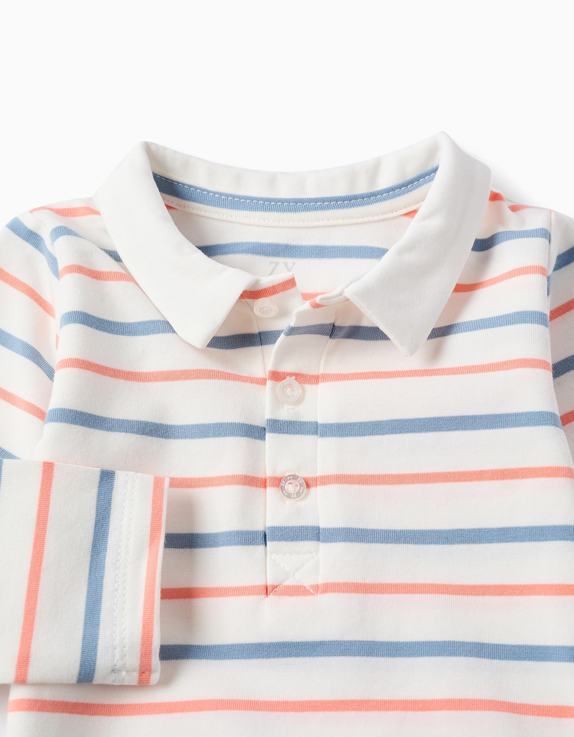 Long sleeve striped bodysuit for newborn boys, white/orange/blue - Image 3