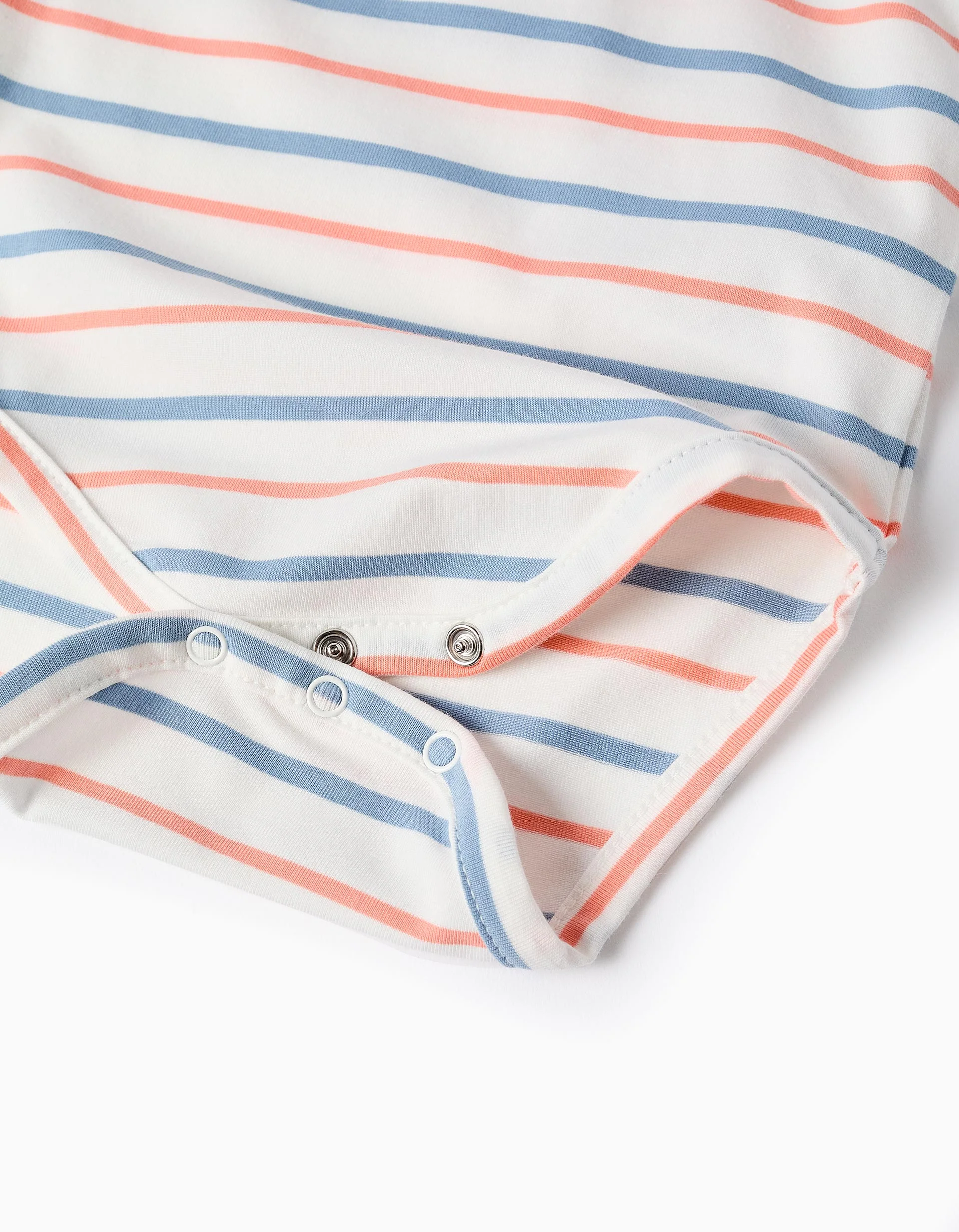 Long sleeve striped bodysuit for newborn boys, white/orange/blue - Image 4