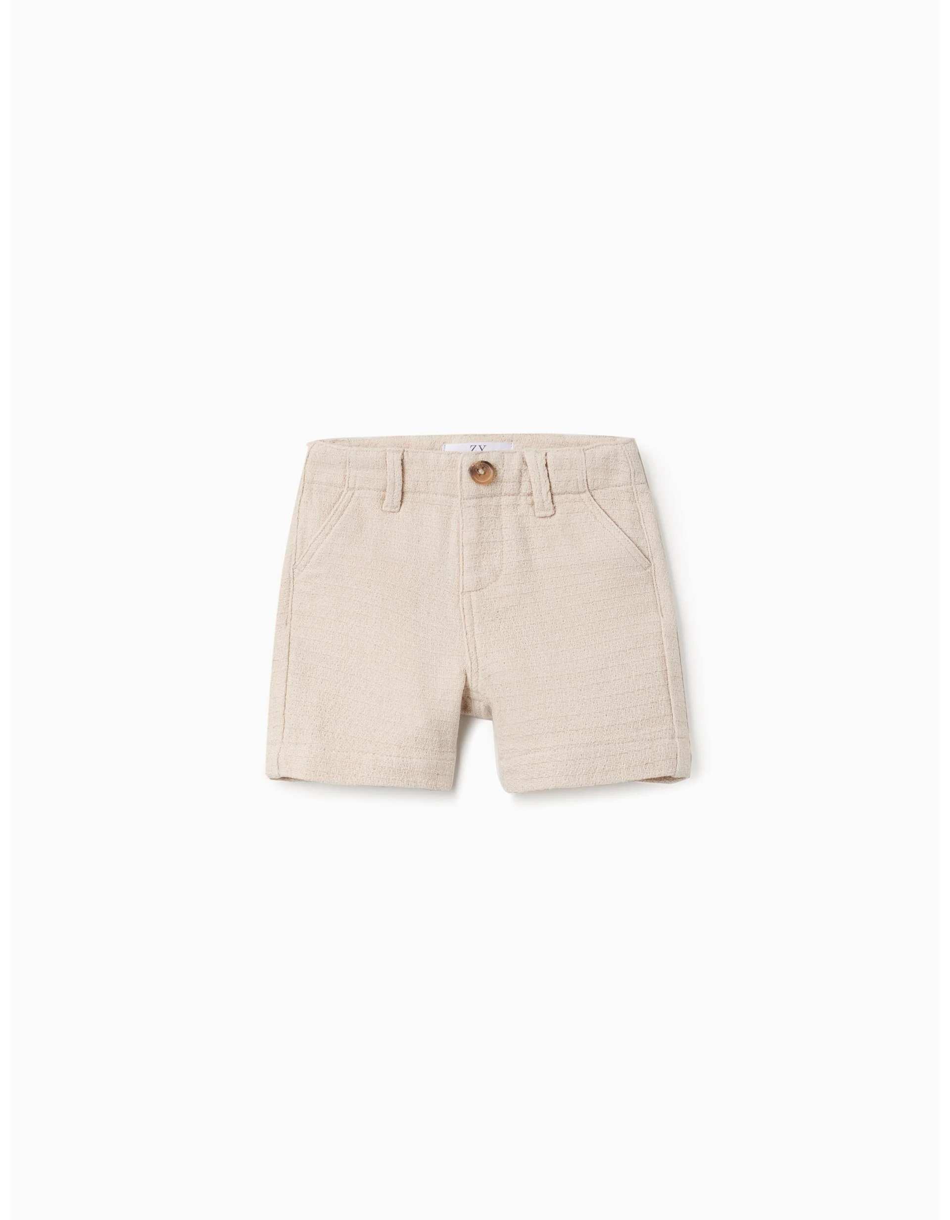 Midi chino shorts in dobby cotton for baby boys, light beige
