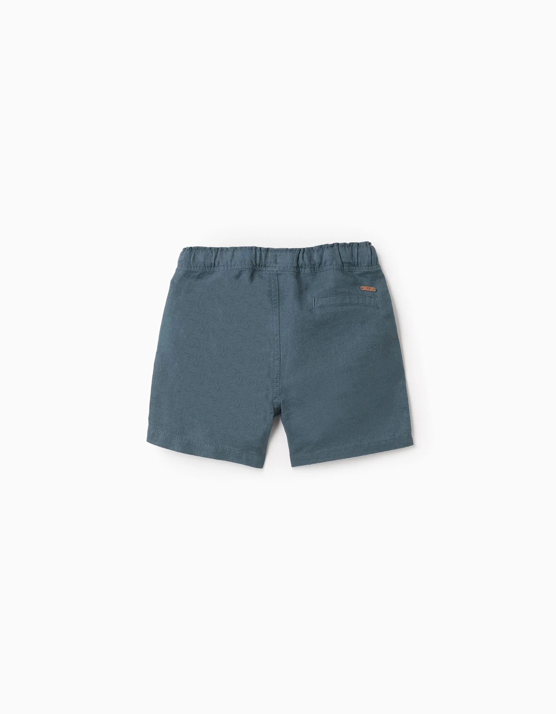 Midi linen and cotton shorts with drawstring for baby boys, blue-grey - Image 2