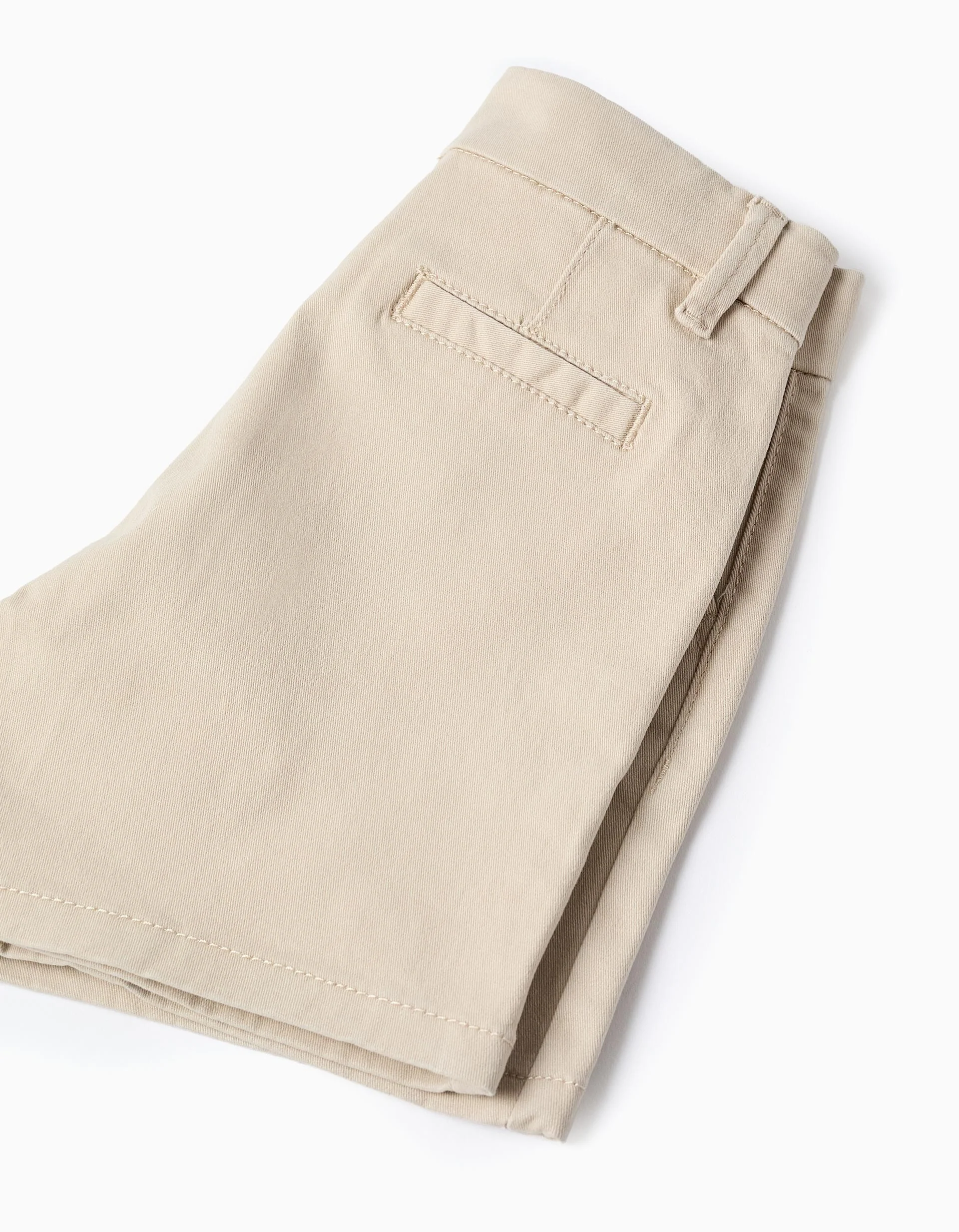 Midi twill chino shorts with pockets for baby boys, light beige - Image 4