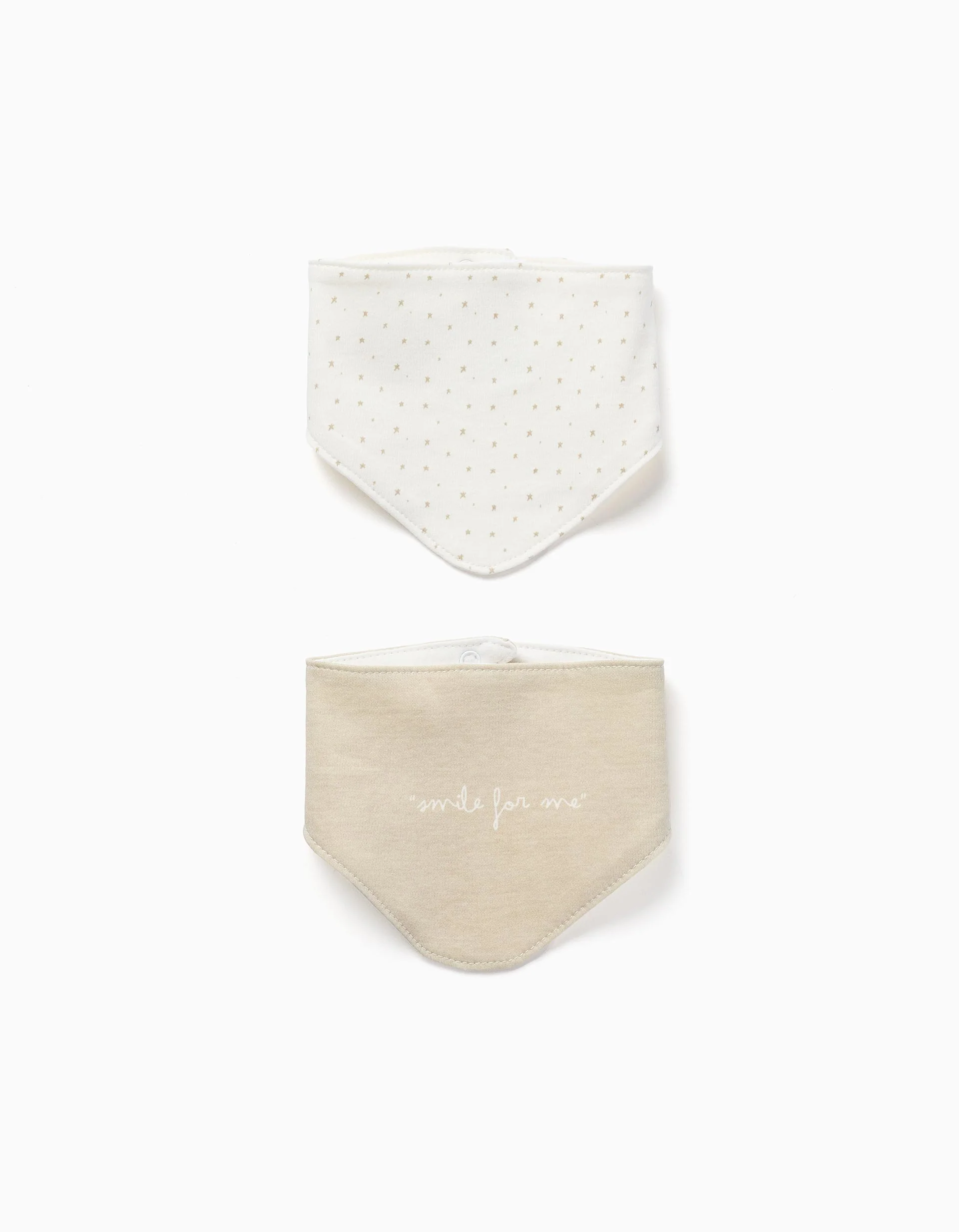 Pack of 2 Bandanas for Newborns and Babies ZY Baby, White/Beige - Image 2