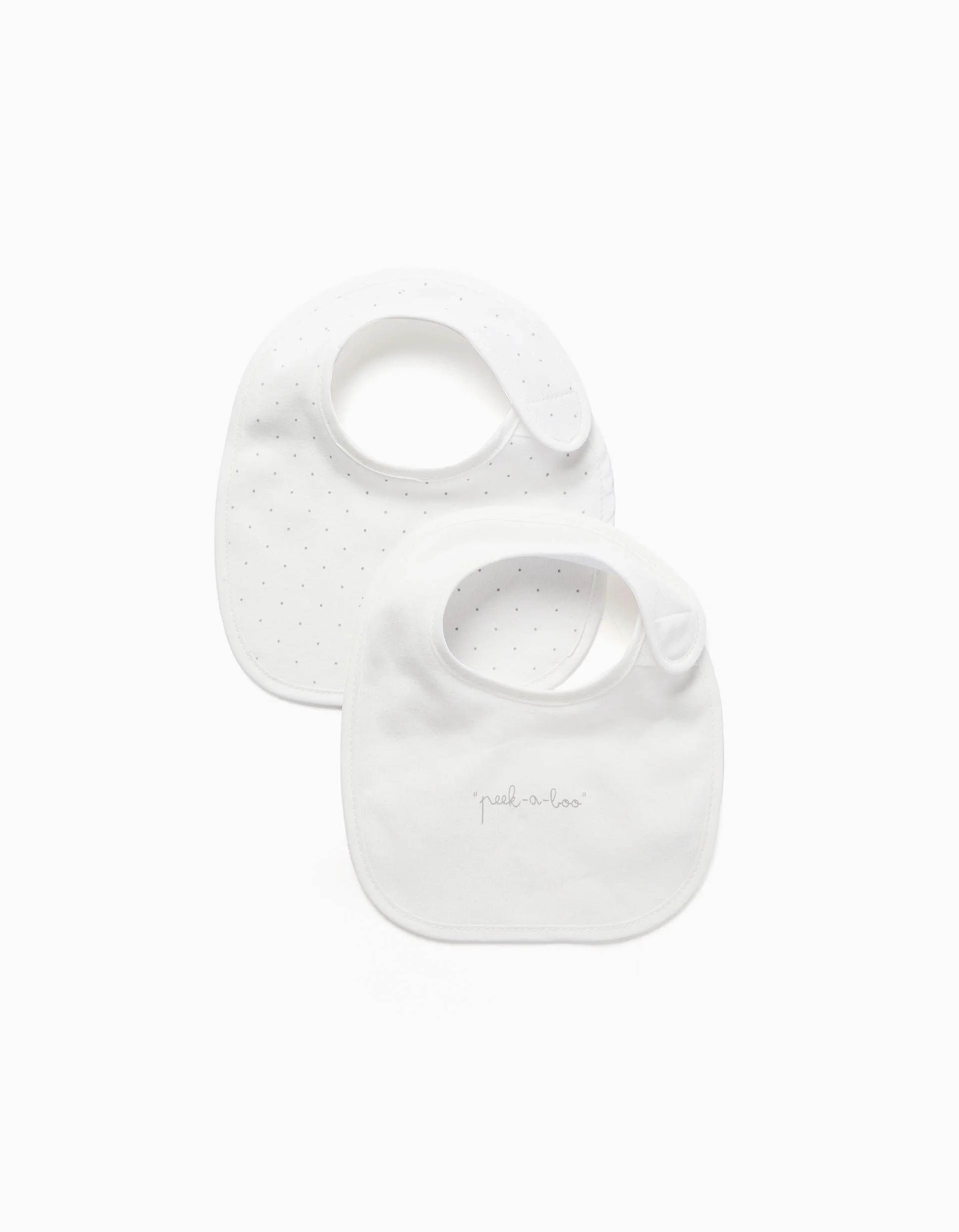 Pack of 2 Bibs for Newborns and Babies ZY Baby, White/Grey - Image 2