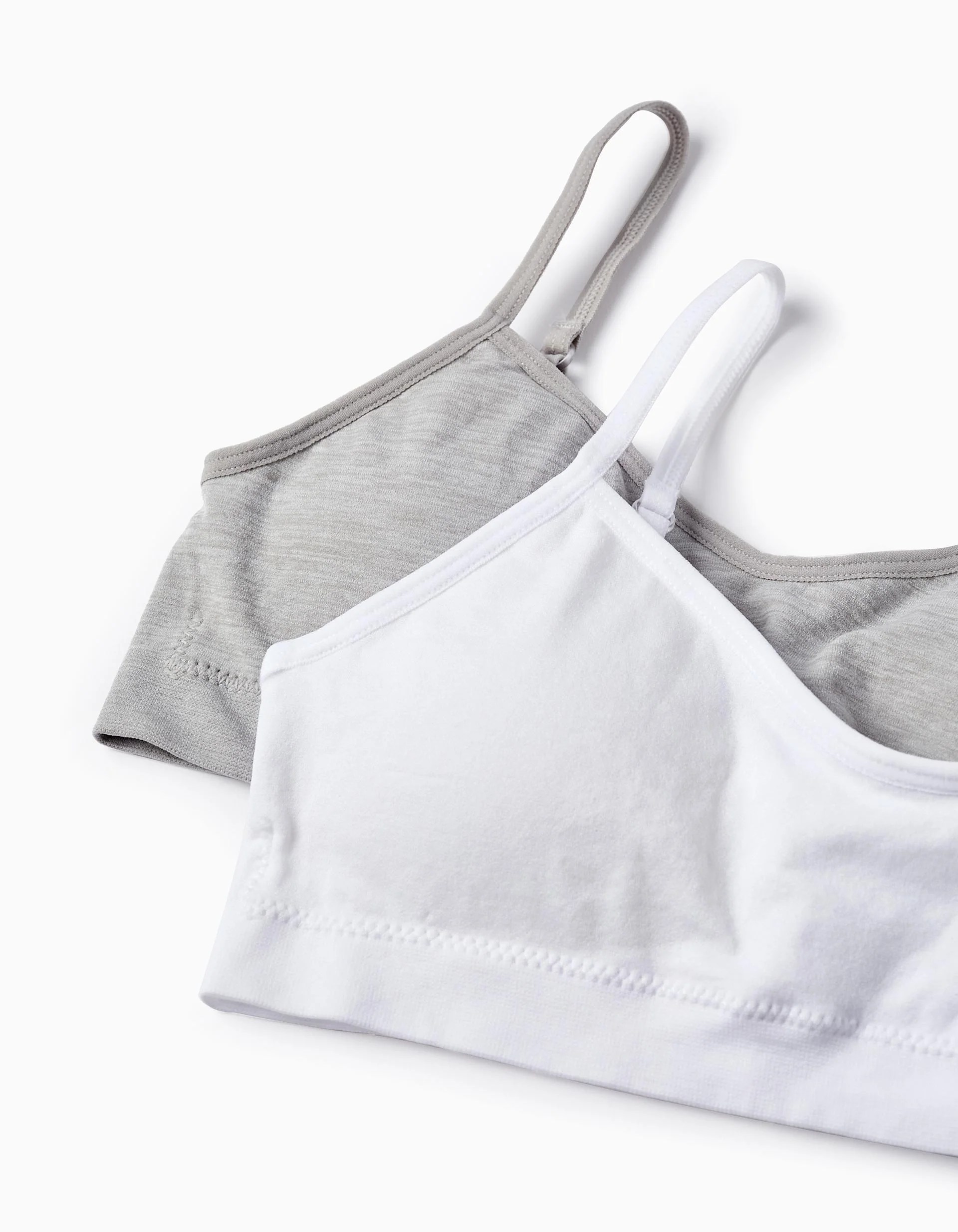 Pack of 2 Bras with Removable Padding for Girls, White/Grey - Image 3