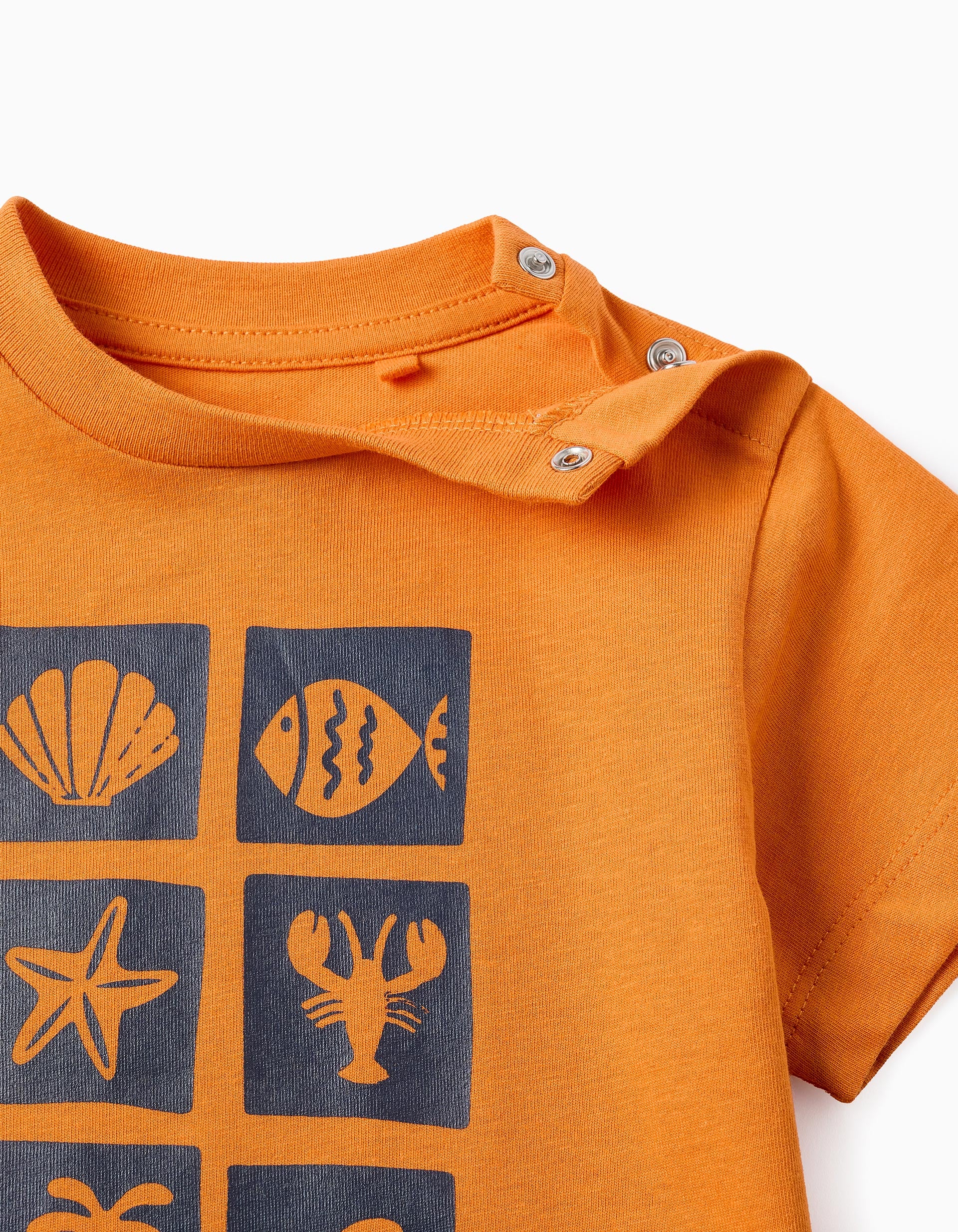 Pack of 2 Cotton T-shirts for Baby Boys 'Sea Friends', Blue/Orange - Image 3