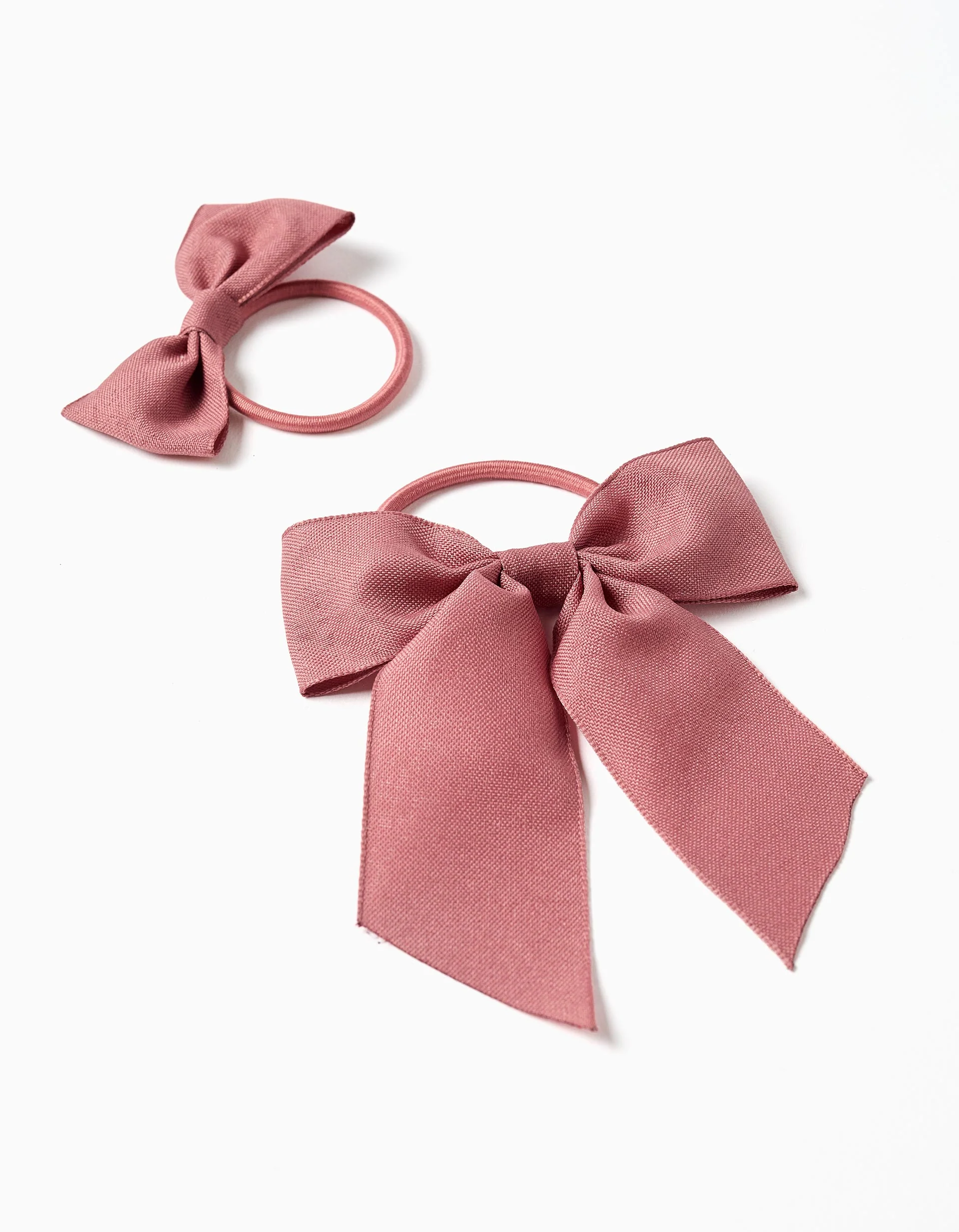 Pack of 2 hair bobbles with cotton bows for babies and girls, dusty rose - Image 2