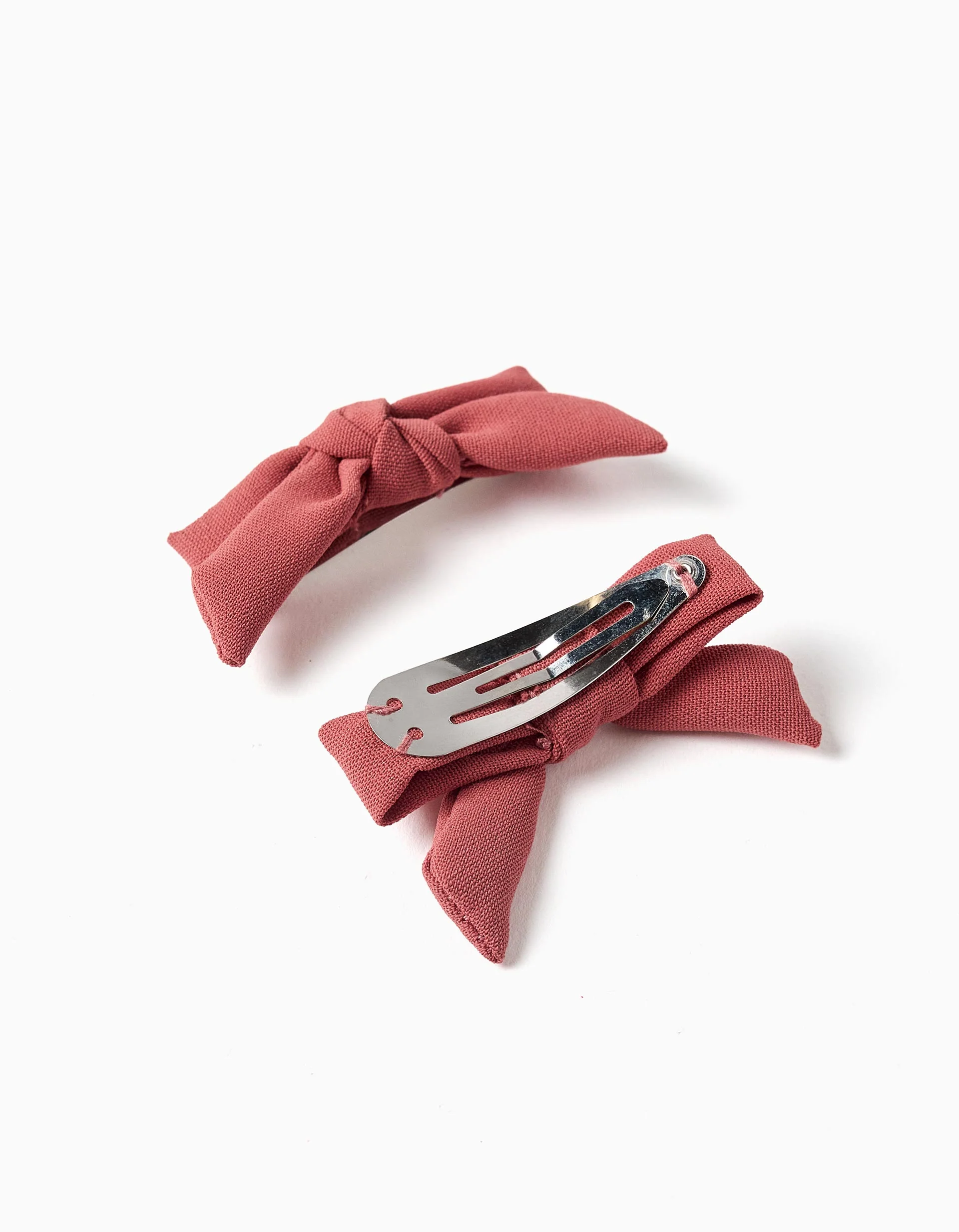 Pack of 2 hair clips with bow for babies and girls, brick red - Image 2