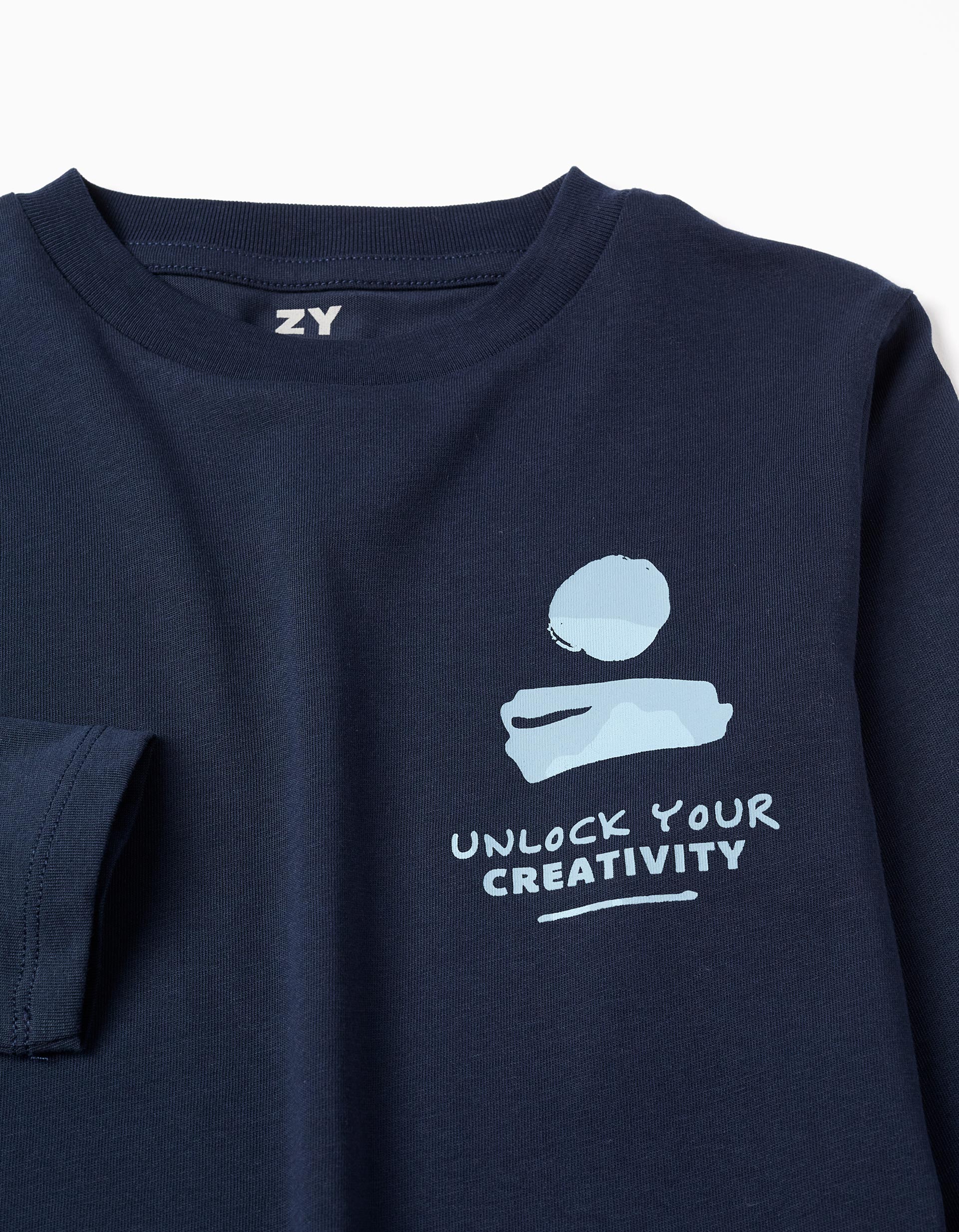 Pack of 2 long sleeve cotton T-shirts with prints for boys, dark blue/red - Image 3