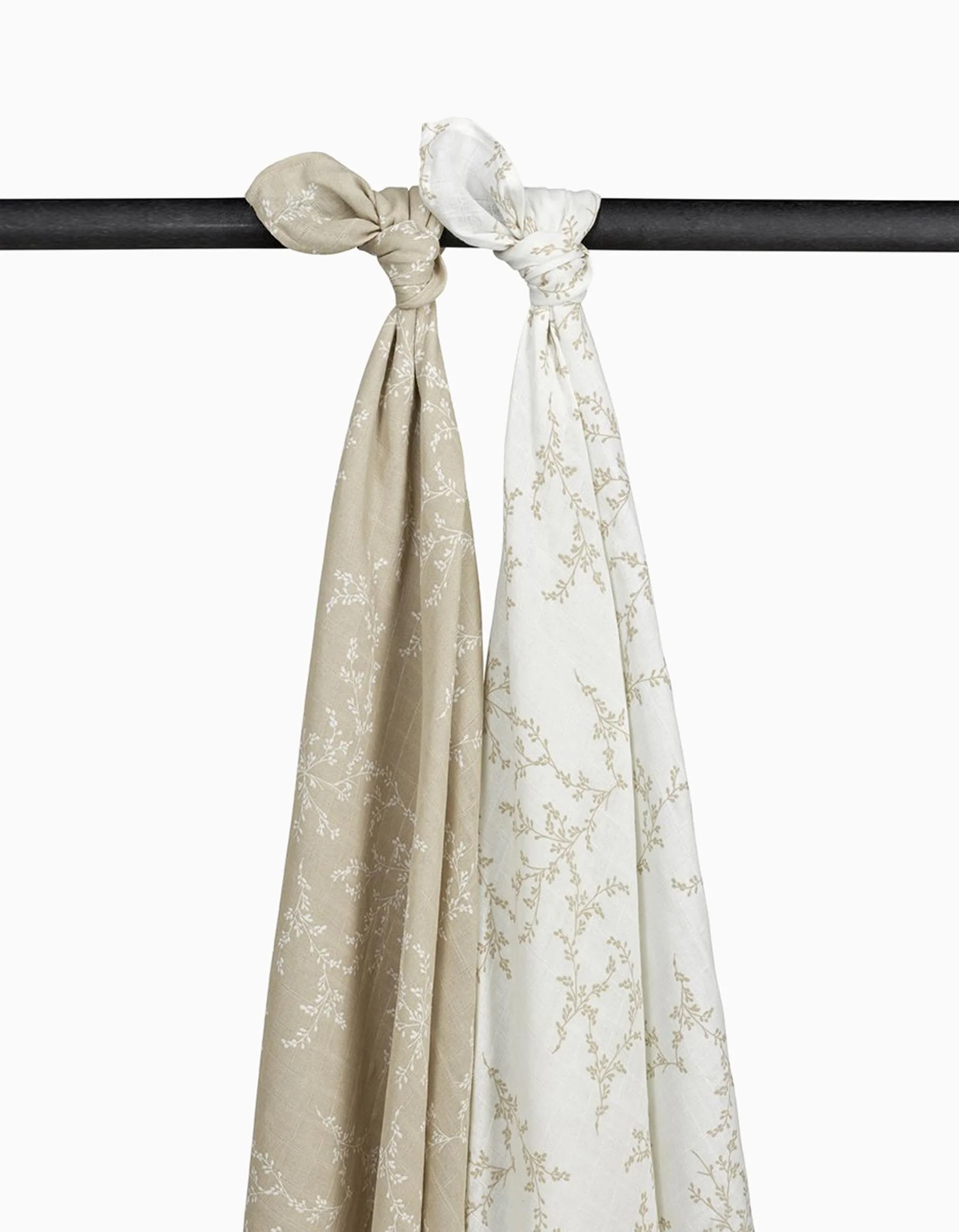 Pack of 2 Meyco Muslin Squares 120x120 cm, Branches Sand - Image 2
