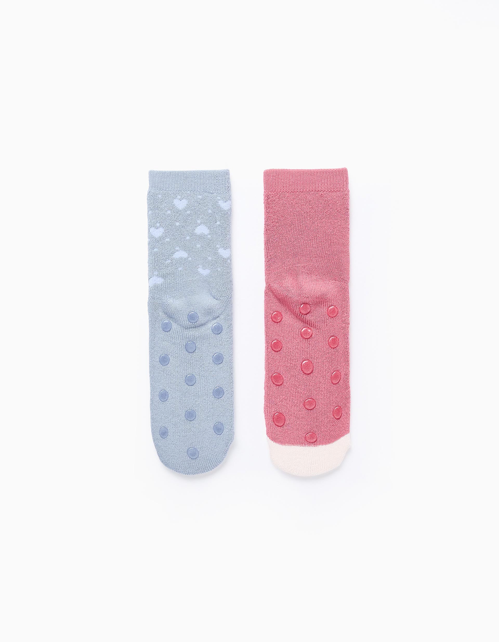 Pack of 2 Non-Slip Socks for Girls 'Owl', Pink/Blue - Image 2