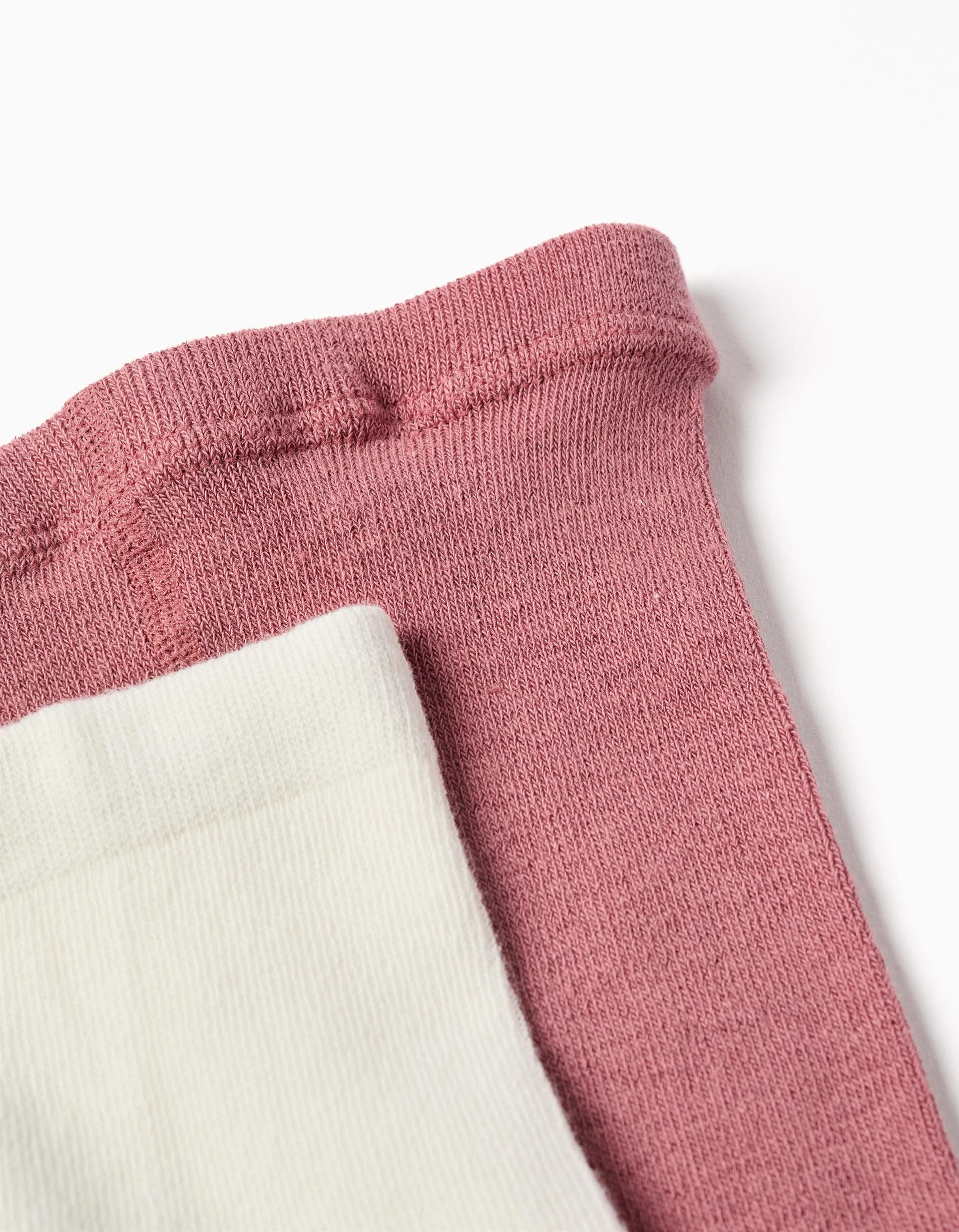 Pack of 2 pairs of ribbed/jacquard tights for baby girls, white/pink - Image 2