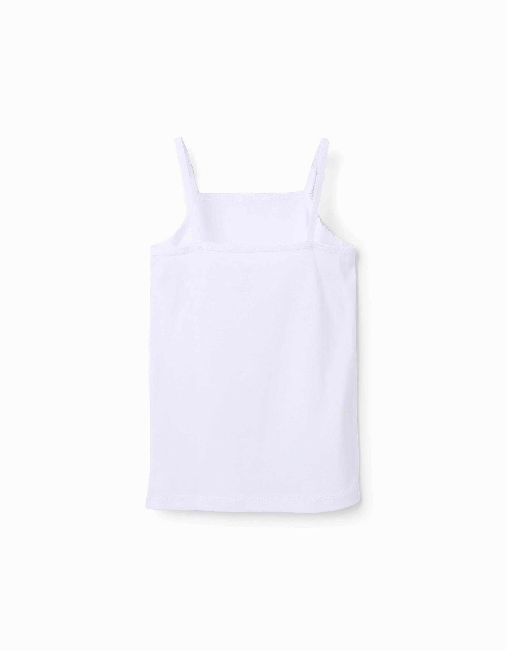 Pack of 3 Cotton Strappy Vest Tops for Girls, White - Image 2