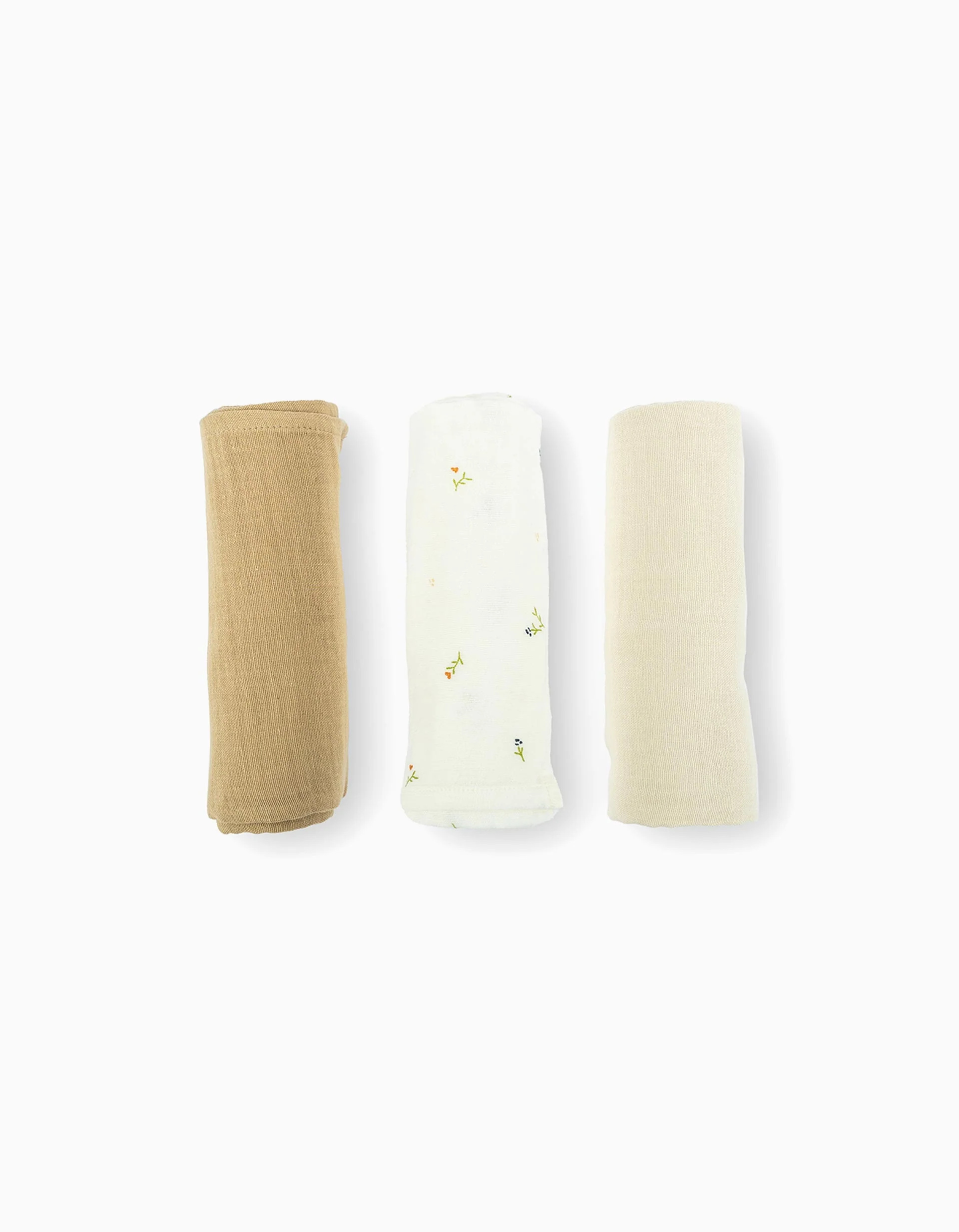 Pack of 3 Muslin Squares 70x70 cm Doomoo, Sweety Cream - Image 2
