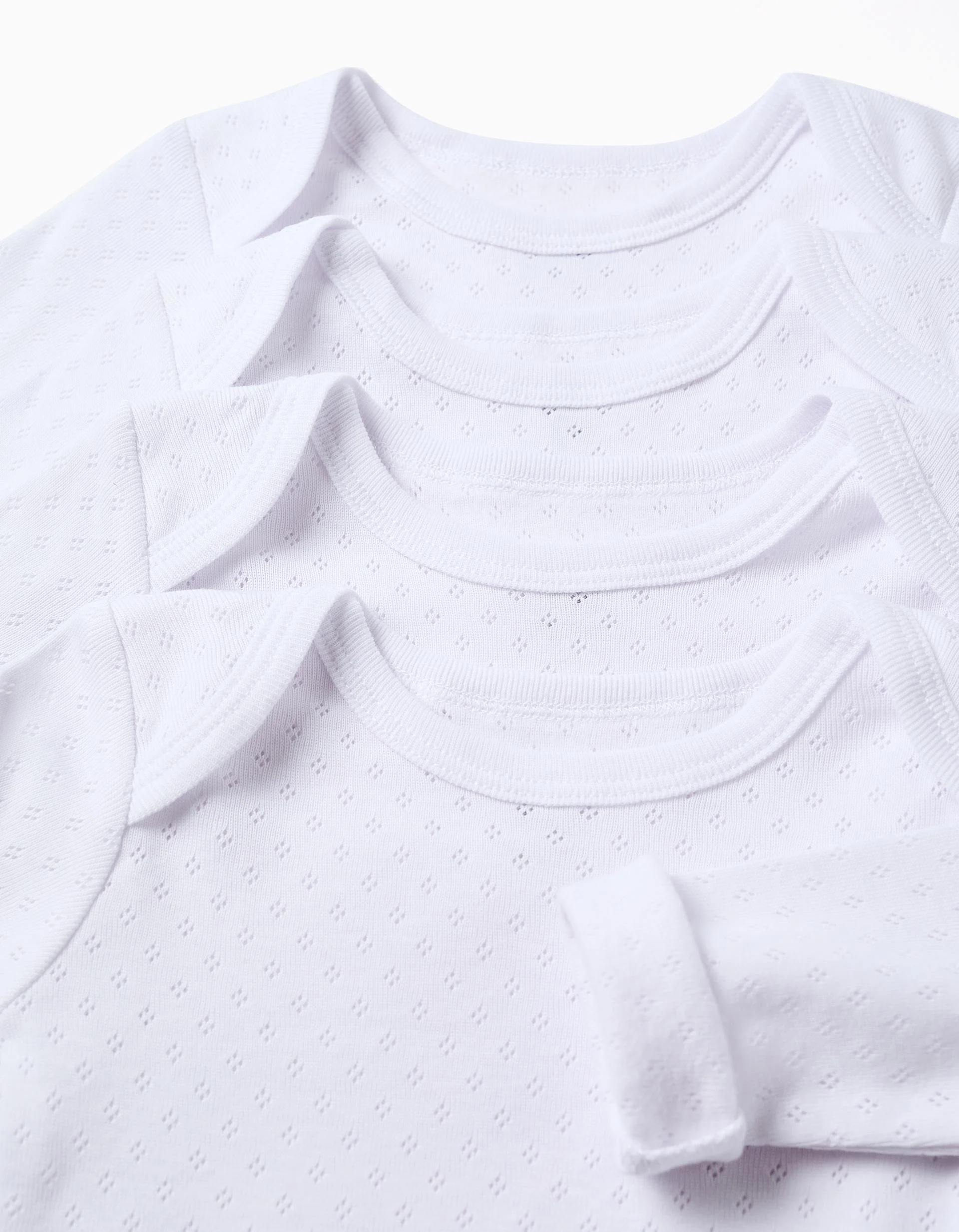 Pack of 4 bodysuits in brushed cotton for newborns and babies, white - Image 3