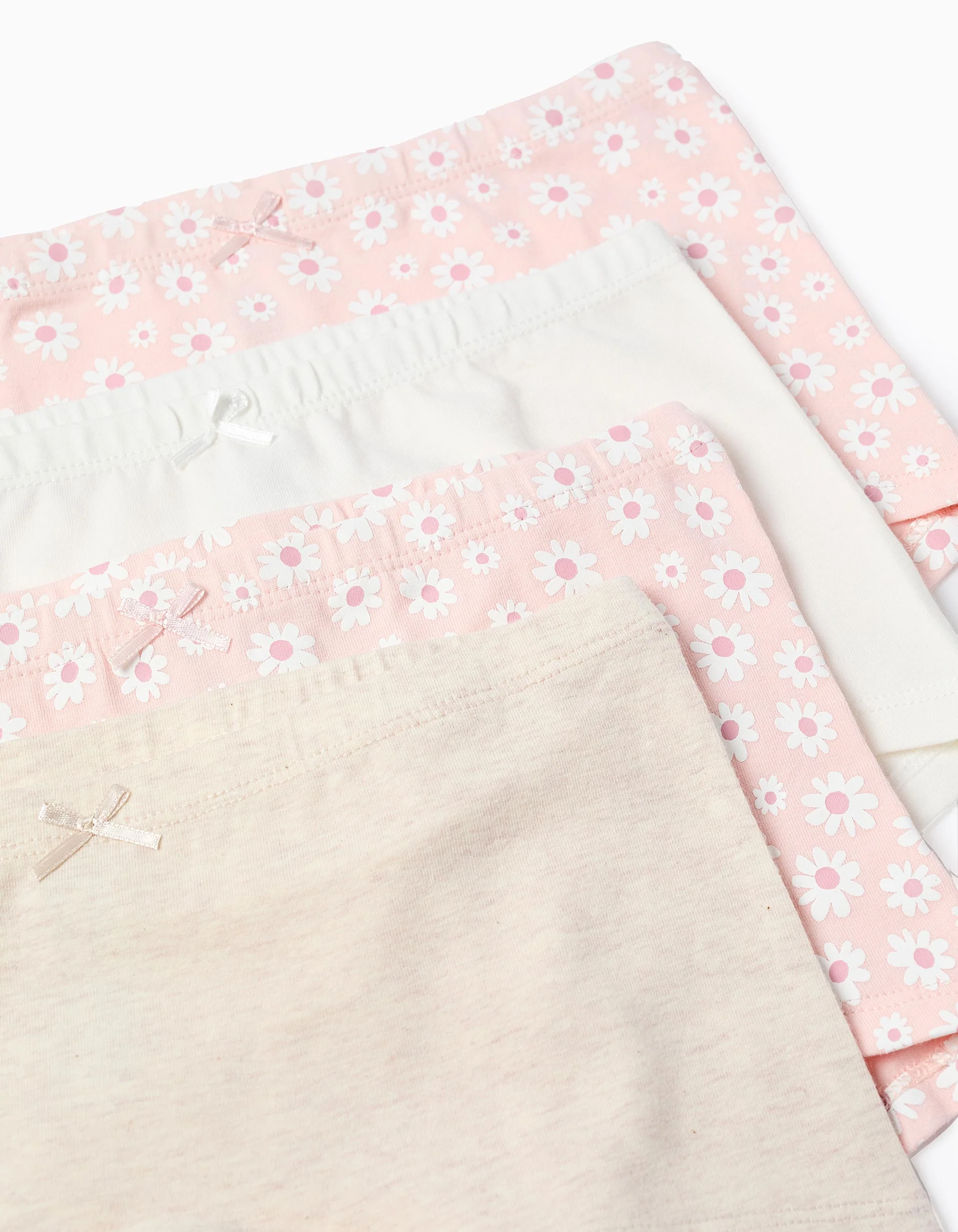 Pack of 4 Boxer Shorts Plain/with Pattern for Girls 'Flowers', Multicolour - Image 3