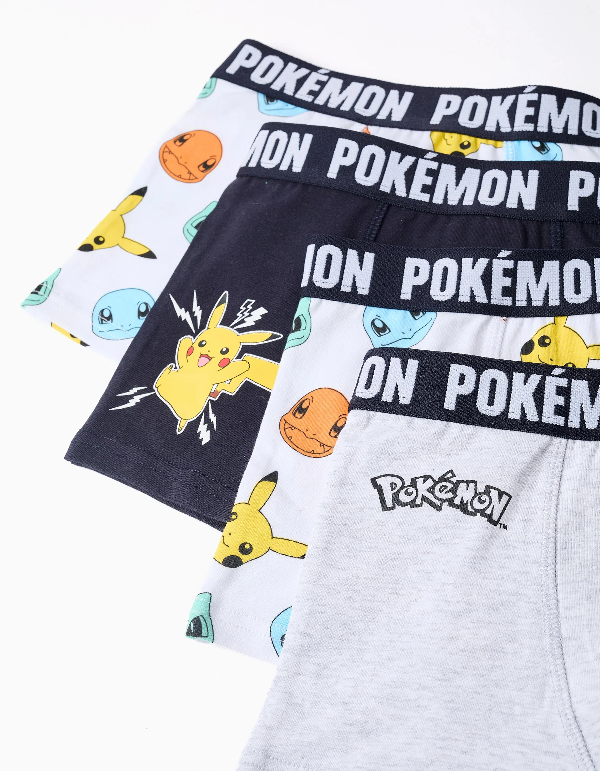 Pack of 4 boxer shorts with Pokémon prints for boys, blue/white/grey - Image 3