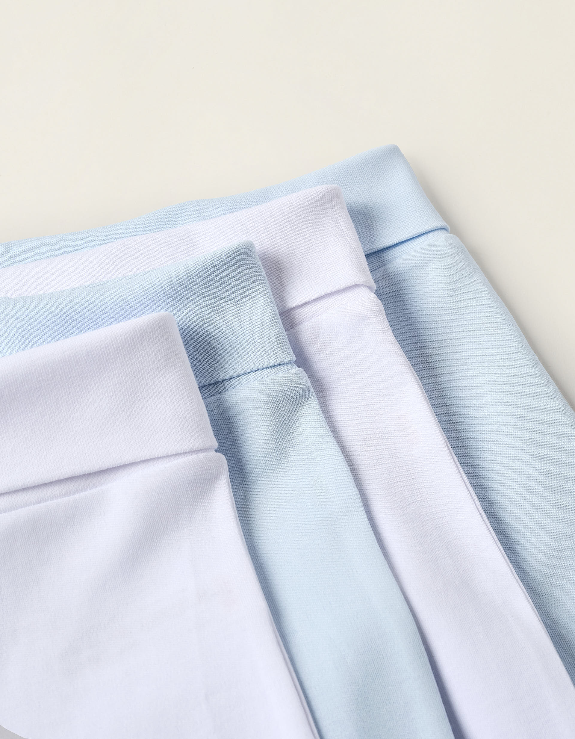 Pack of 4 Footed Cotton Trousers for Newborns and Babies, White/Blue - Image 4