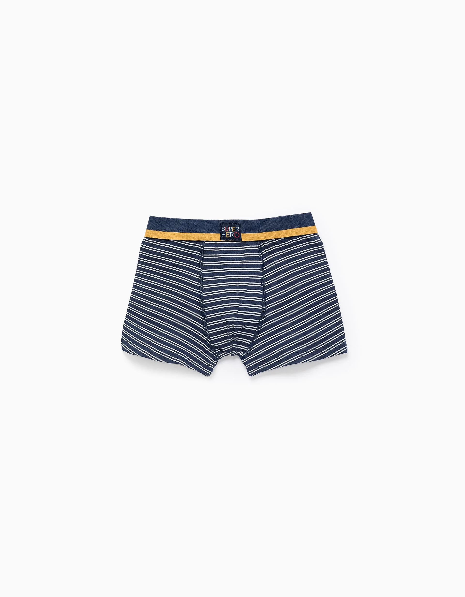 Pack of 4 plain/printed boxer shorts for boys, blue/grey/yellow - Image 2