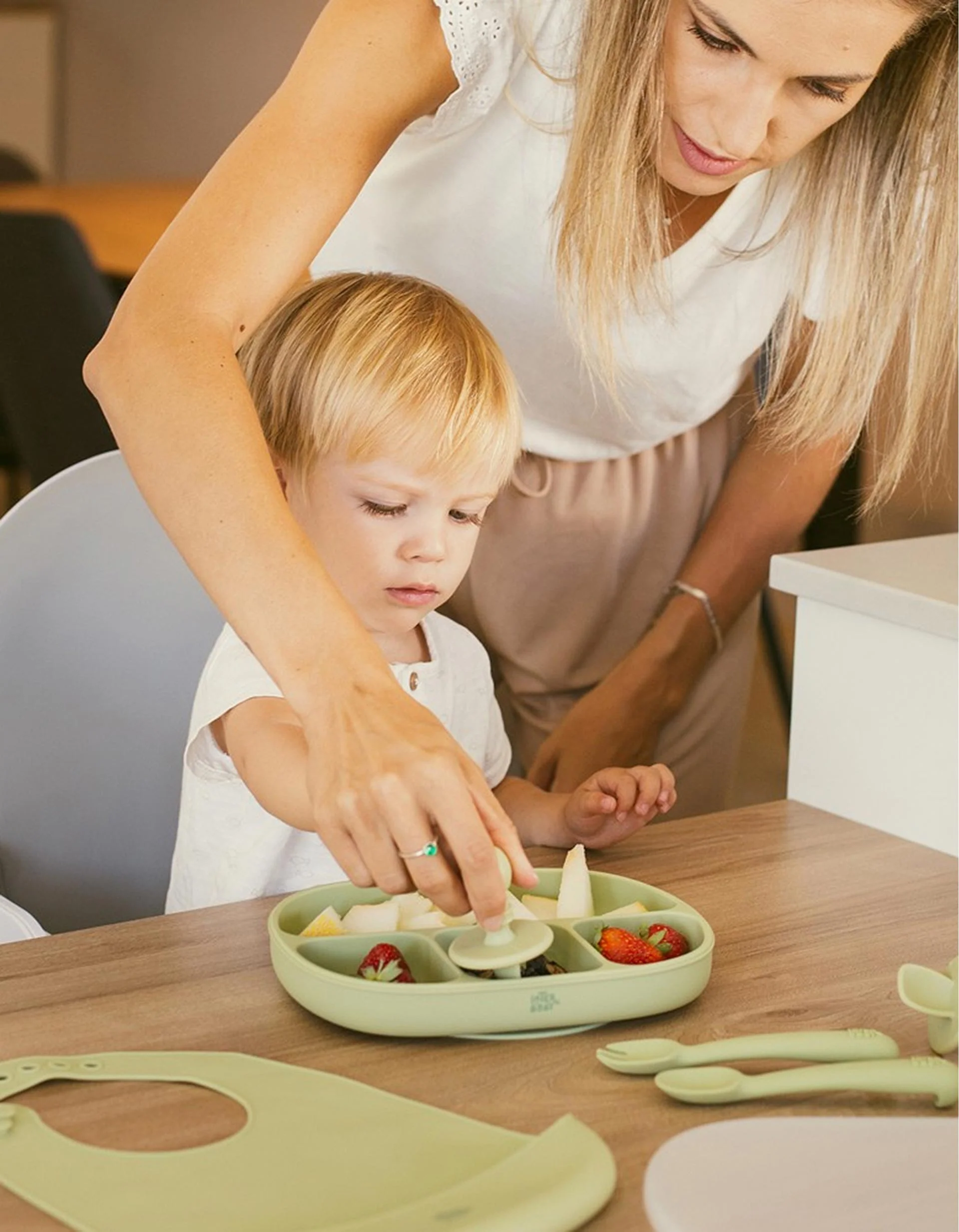 Pack of Silicone Starter Cutlery Anti-Choking Interbaby 4M+, Green - Image 6
