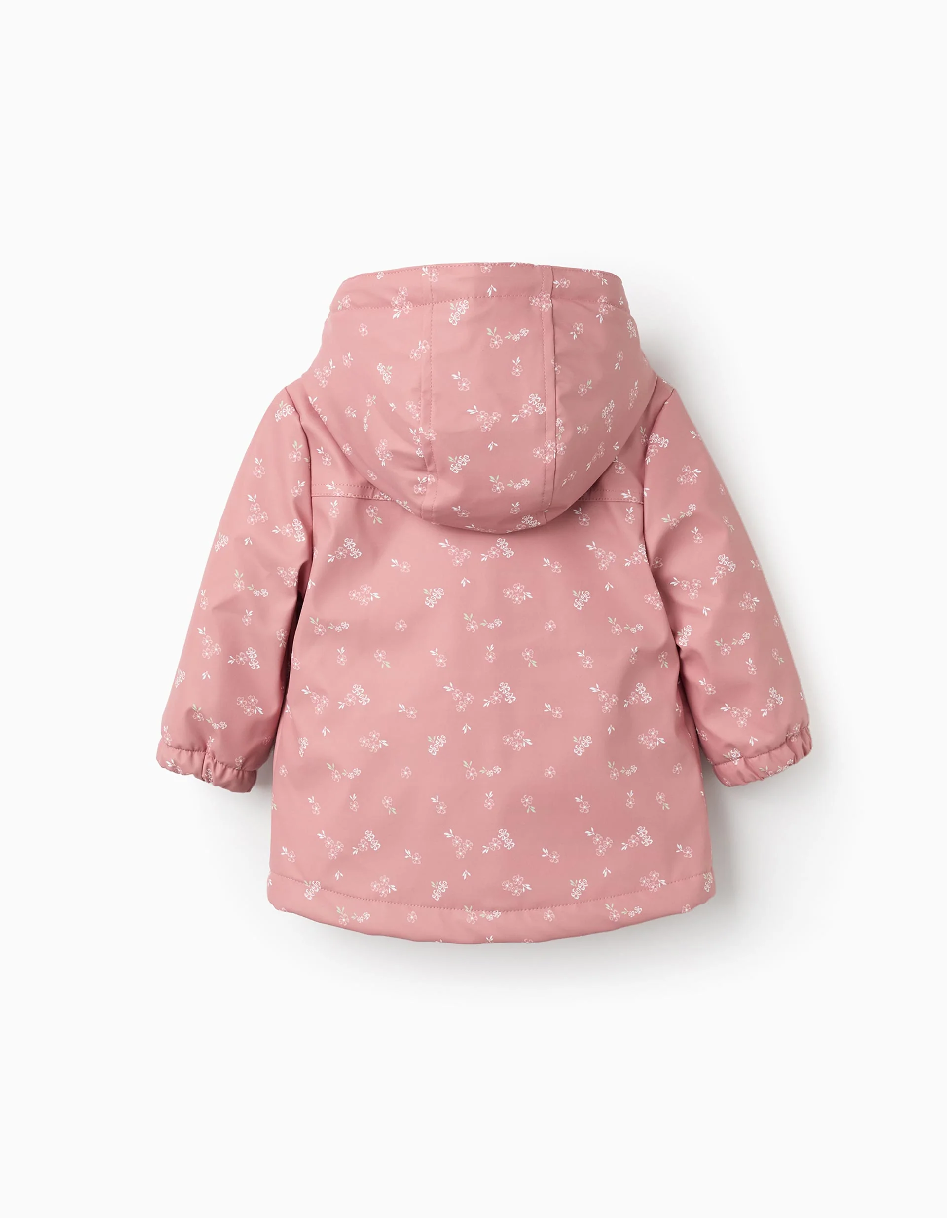 Padded rubber parka with hood for baby girls, pink - Image 3