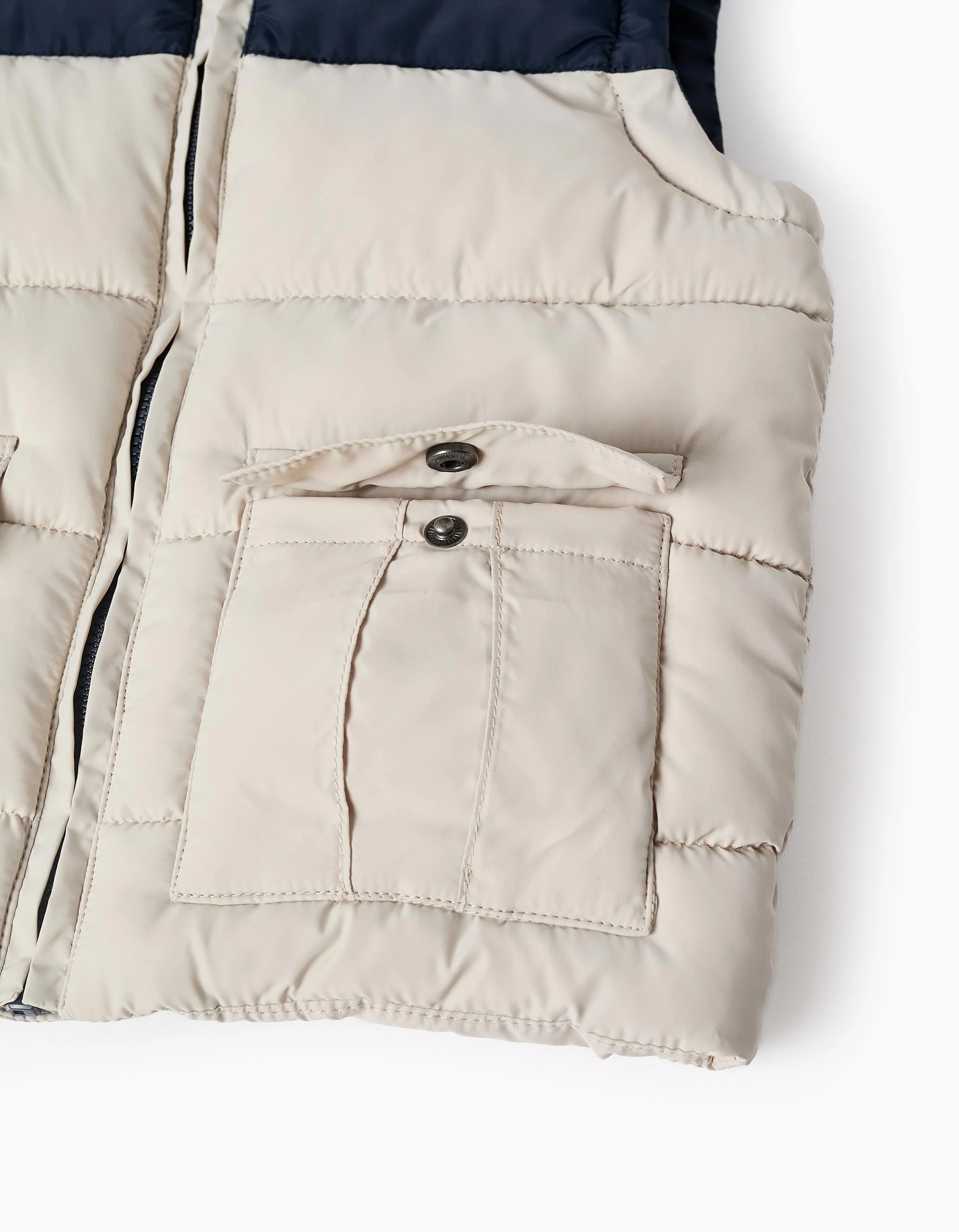 Padded vest with flap pockets for baby boys, dark blue/beige - Image 4