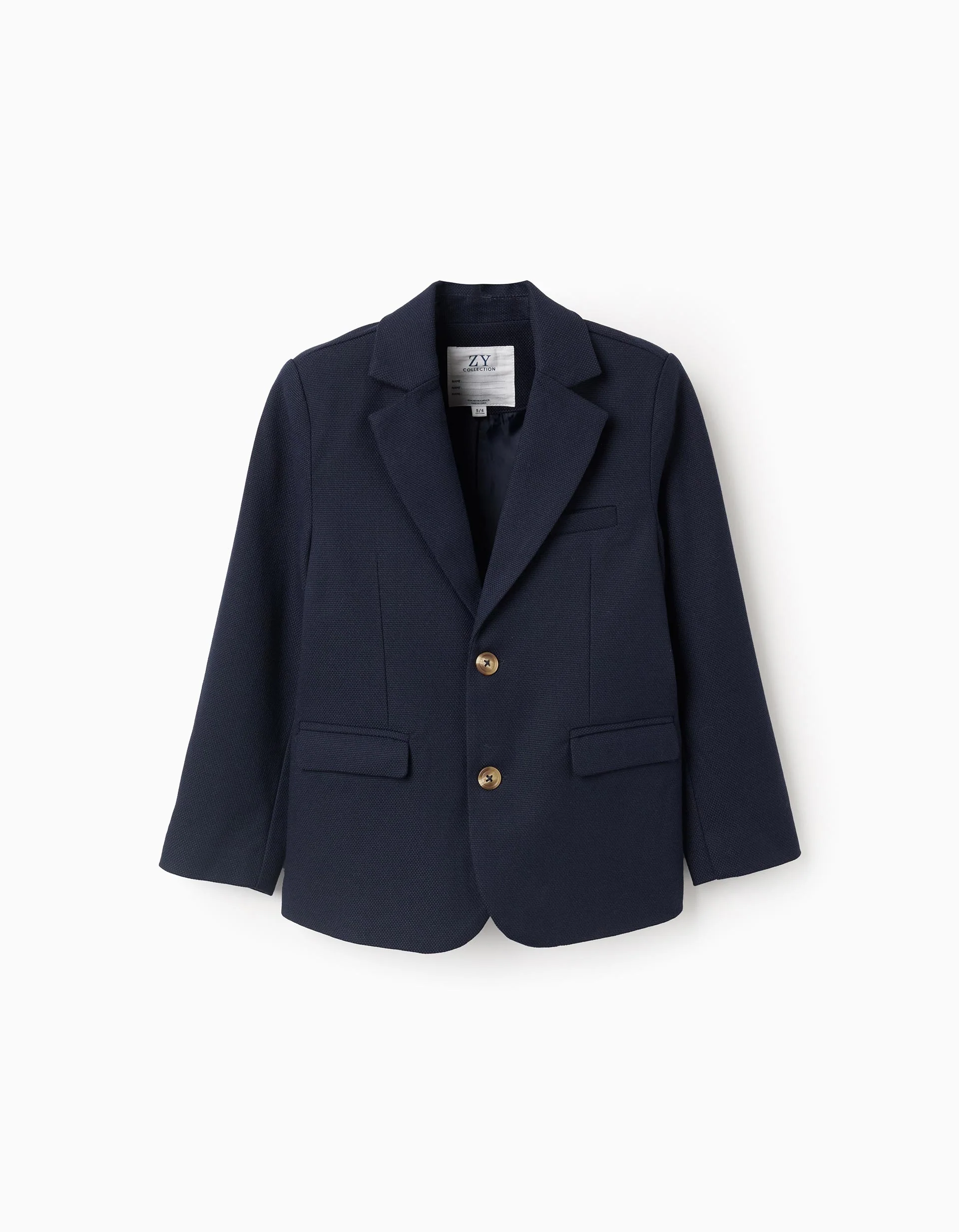 Piqué blazer with flap pockets for boys, dark blue